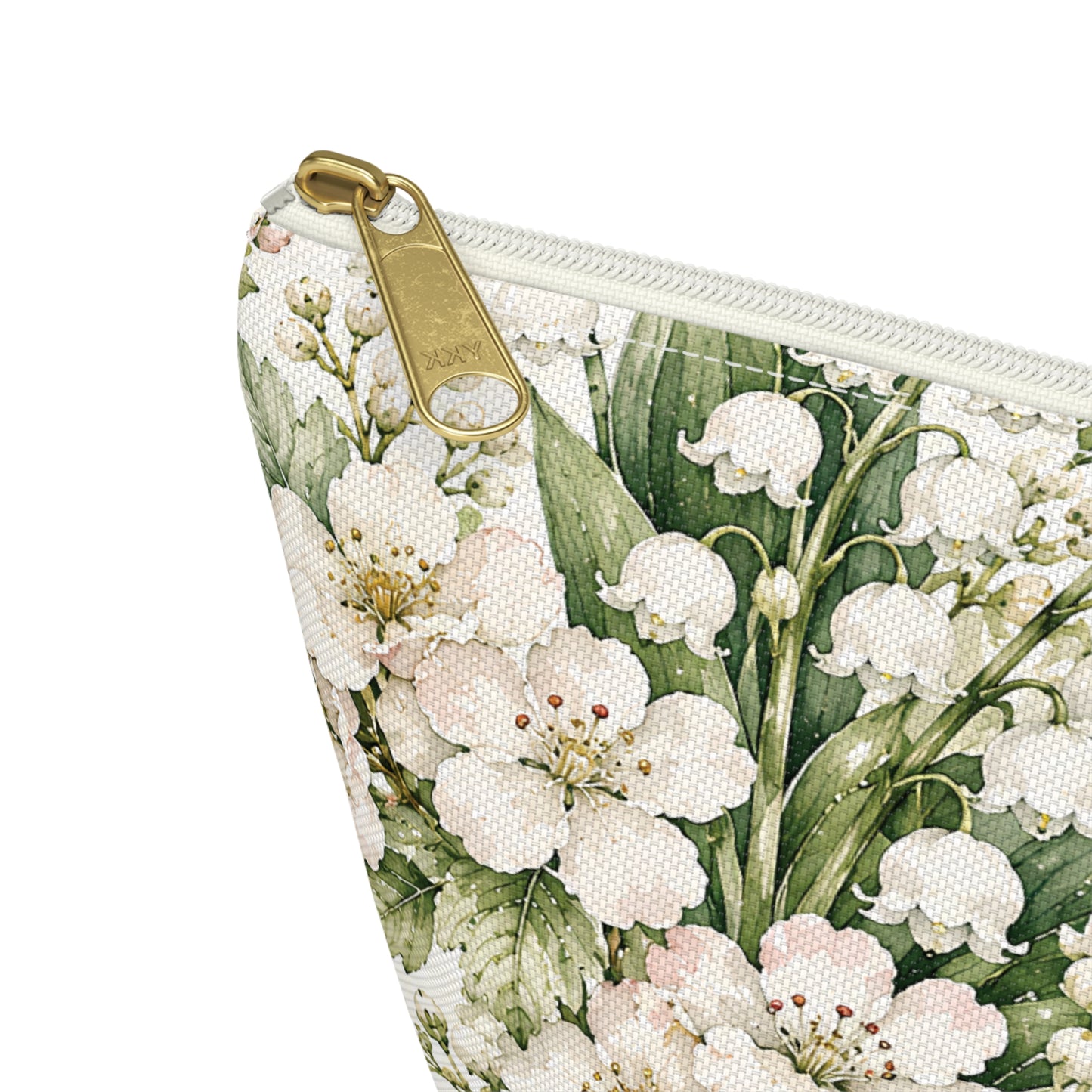 Floral Lily of the Valley Accessory Pouch — Zip T‑Bottom Makeup Bag