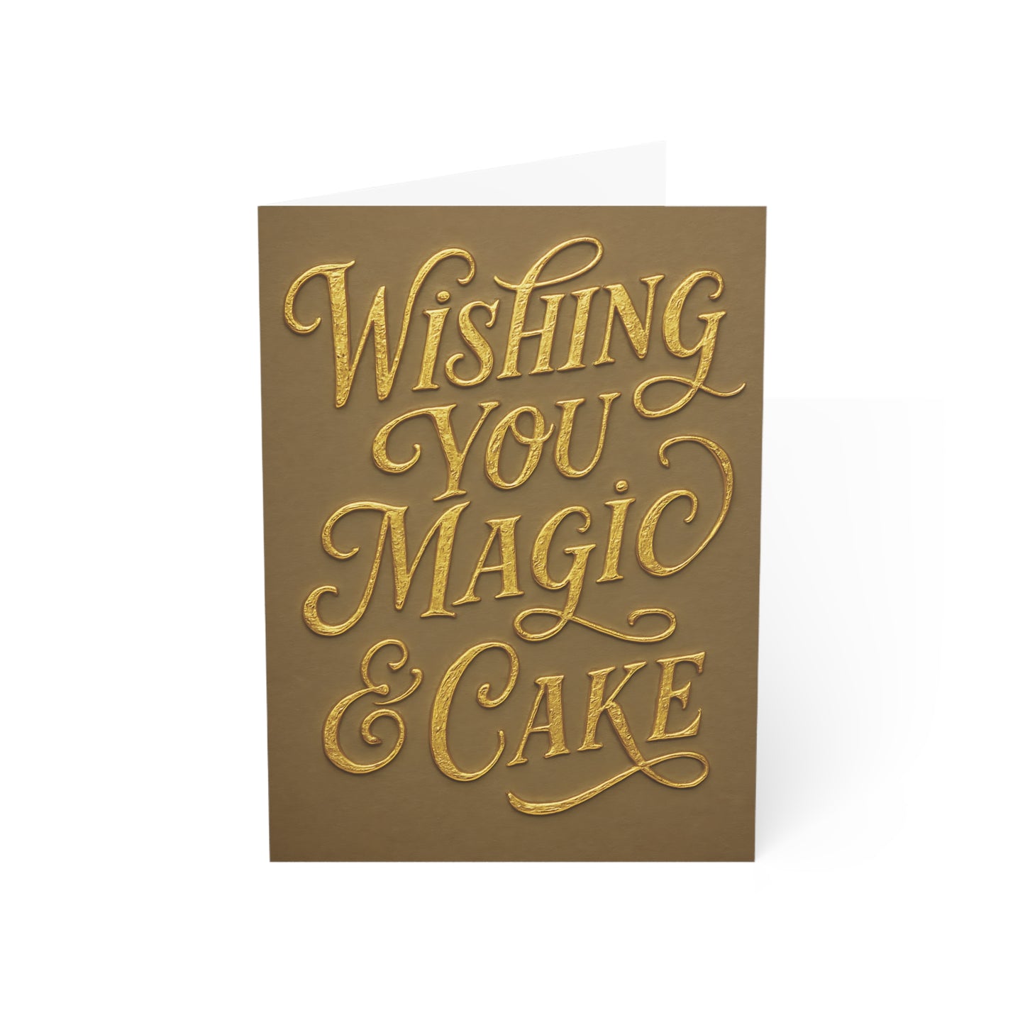 Wishing You Magic & Cake Greeting Card – Gold Foil Style Birthday Card with Envelope