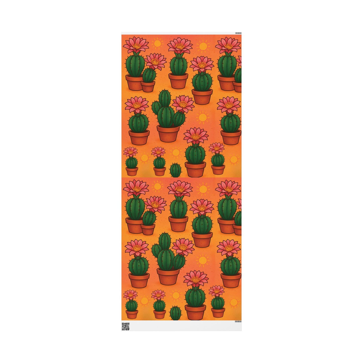 Cactus Bloom Wrapping Paper – Vibrant Desert Succulent Design in Terracotta Pots