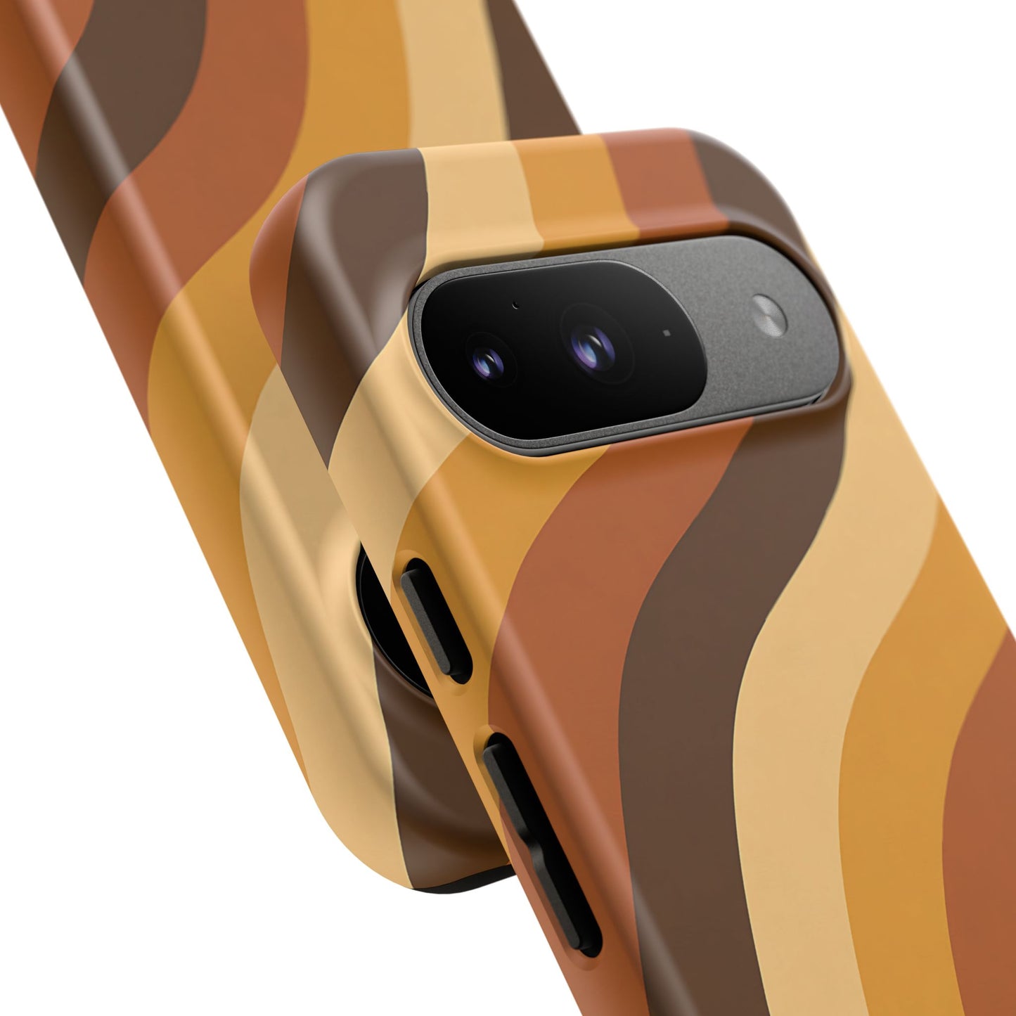 Retro Wave Stripes iPhone Case – 70s-Inspired Earth Tone Swirl Design