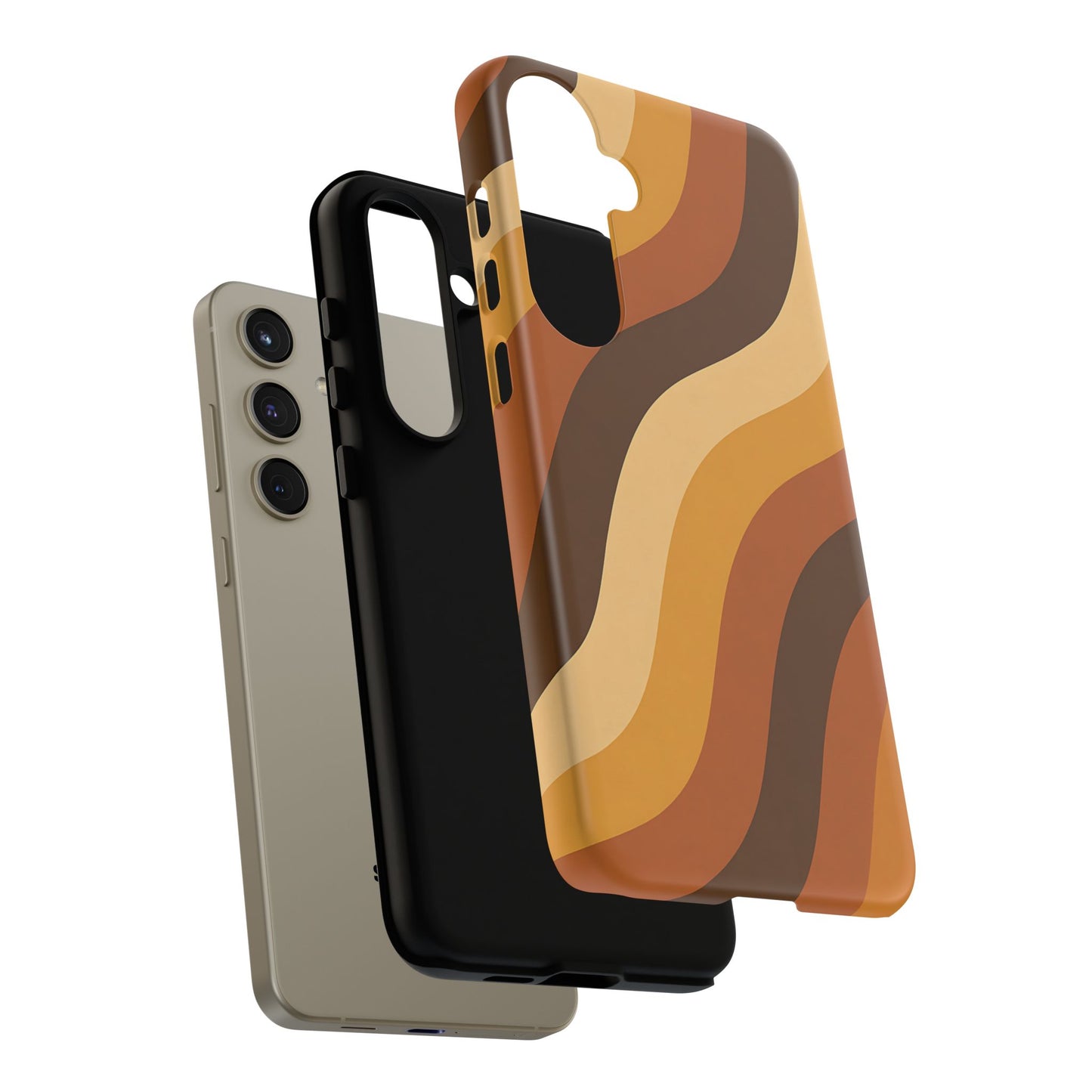 Retro Wave Stripes iPhone Case – 70s-Inspired Earth Tone Swirl Design