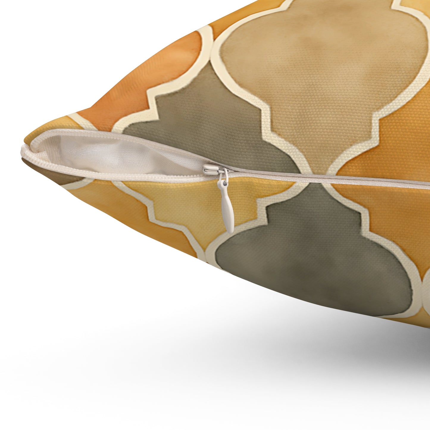 Warm Moroccan Tile Throw Pillow - Earth-Toned Decorative Cushion with Double-Sided Print