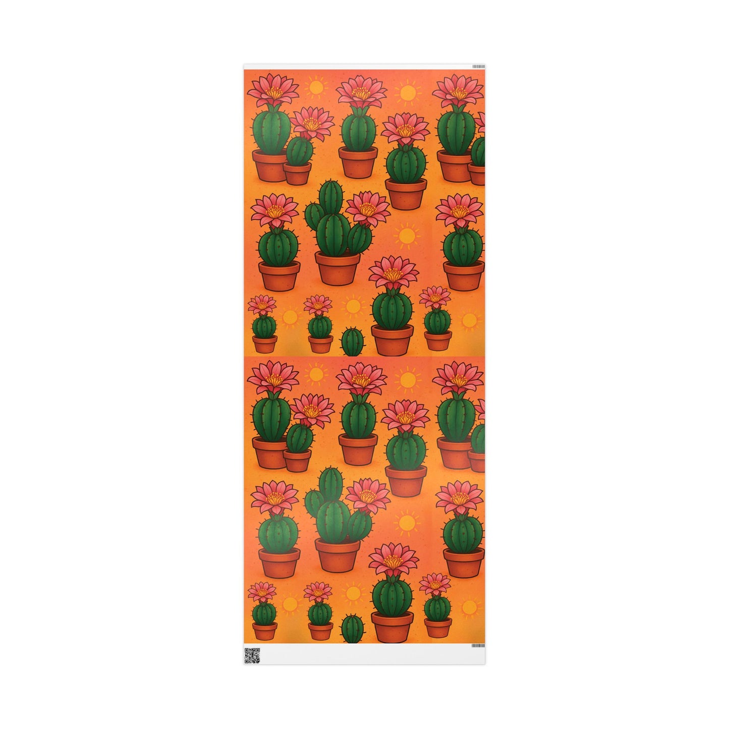 Cactus Bloom Wrapping Paper – Vibrant Desert Succulent Design in Terracotta Pots