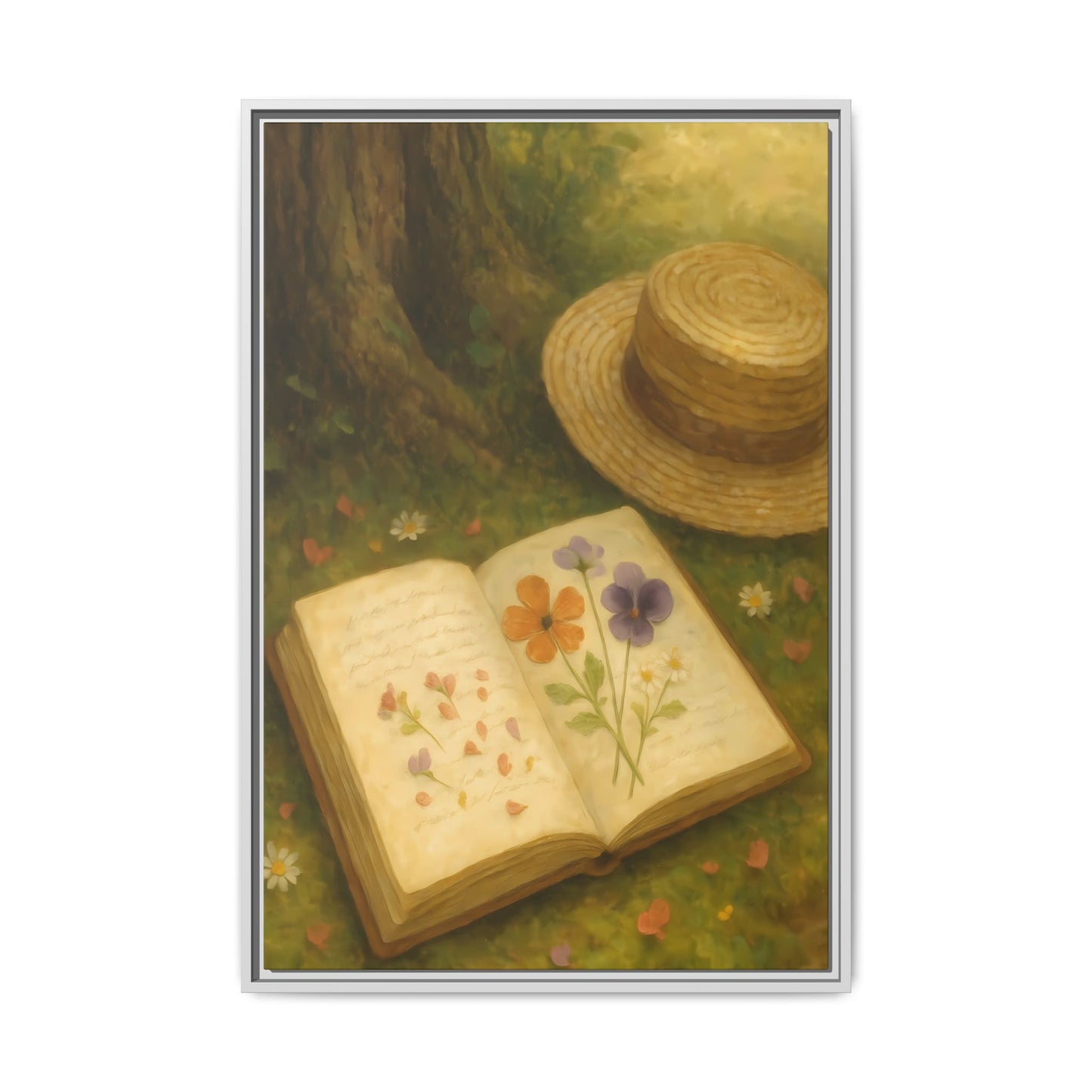 Pressed Flowers in the Shade – Framed Matte Canvas Nature Scene