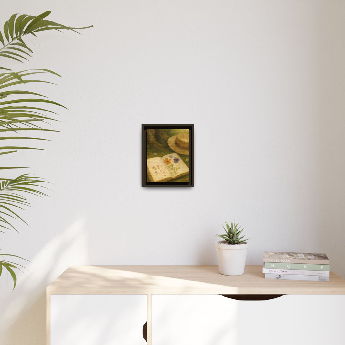 Pressed Flowers in the Shade – Framed Matte Canvas Nature Scene