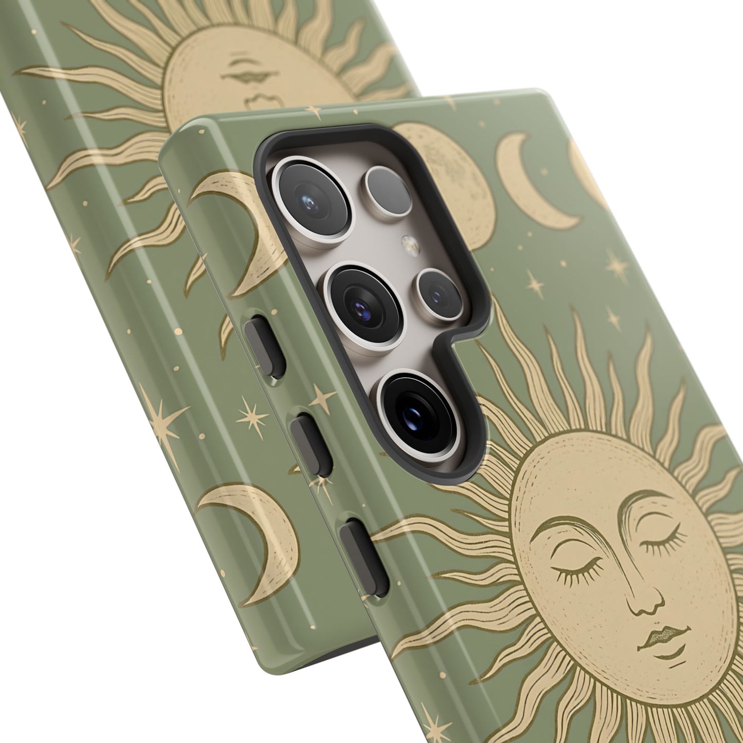 Boho Sun and Moon Phone Case – Protective Aesthetic Case with Wireless Charging Compatibility