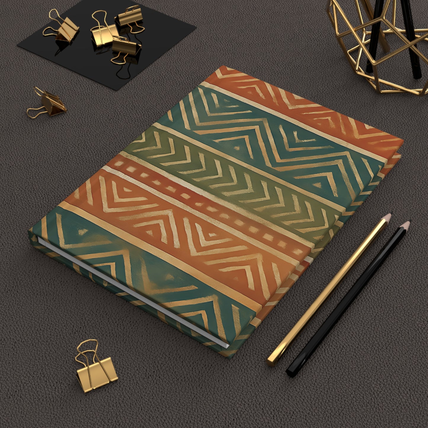 Tribal Chevron Pattern Hardcover Journal – Matte Finish, 150 Lined Pages