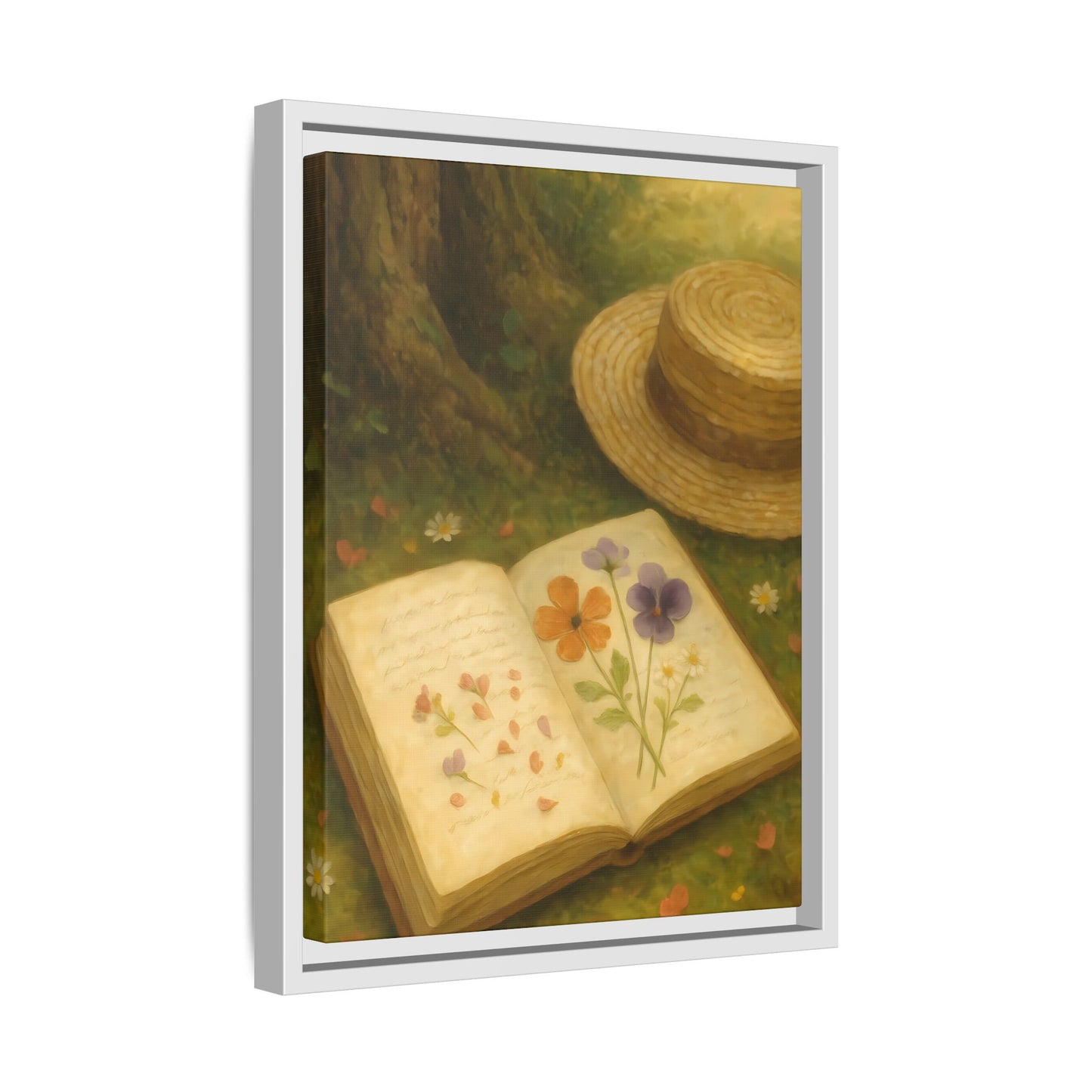 Pressed Flowers in the Shade – Framed Matte Canvas Nature Scene
