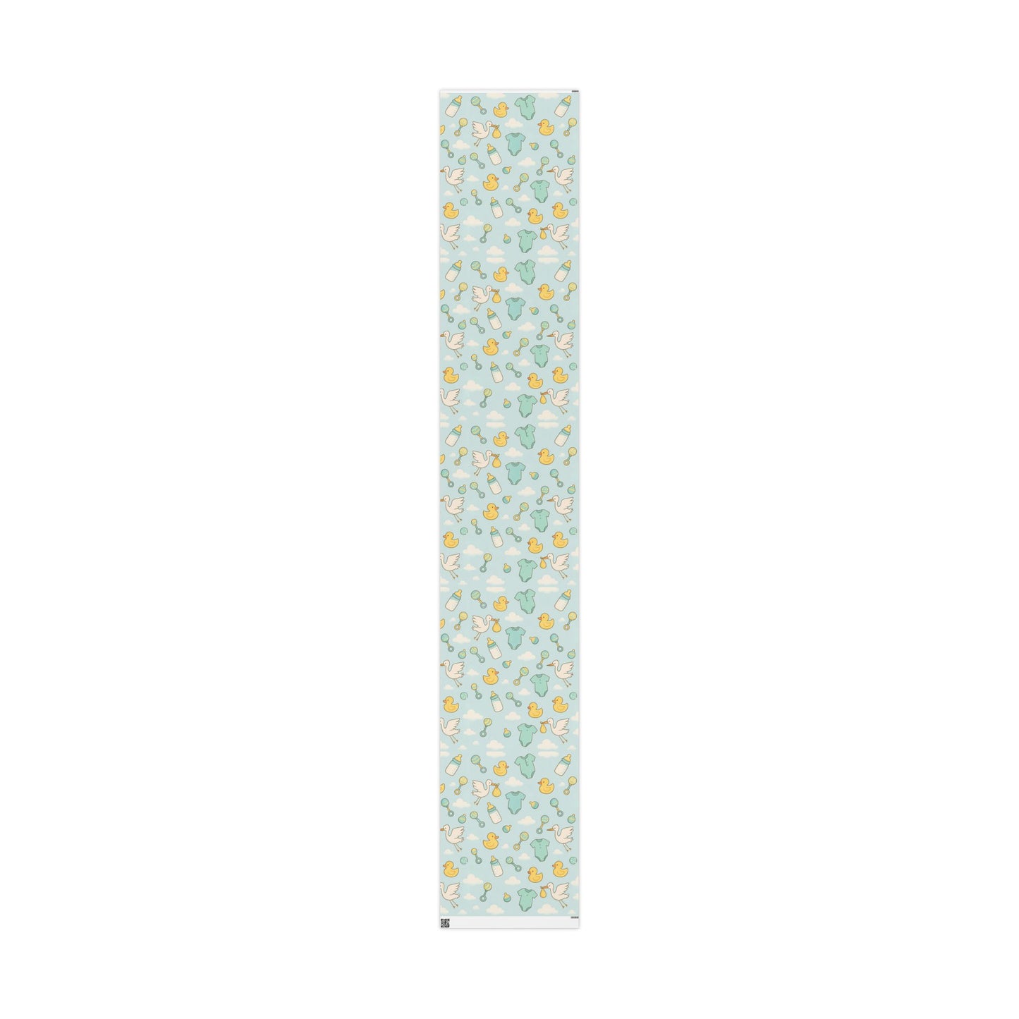 Baby Shower Wrapping Paper – Storks, Ducks & Baby Essentials on Sky Blue