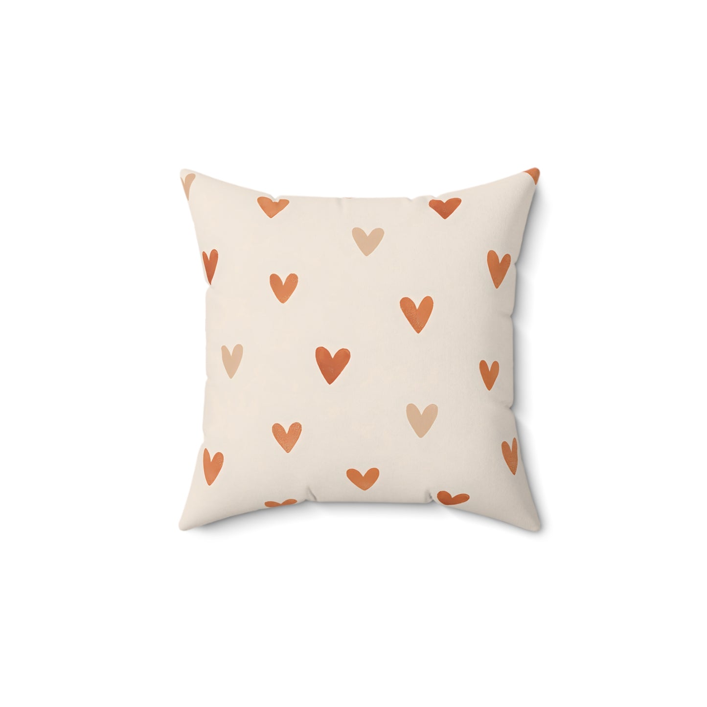 Terracotta Heart Print Throw Pillow – Minimalist Boho Cushion with Double-Sided Design, Multiple Sizes