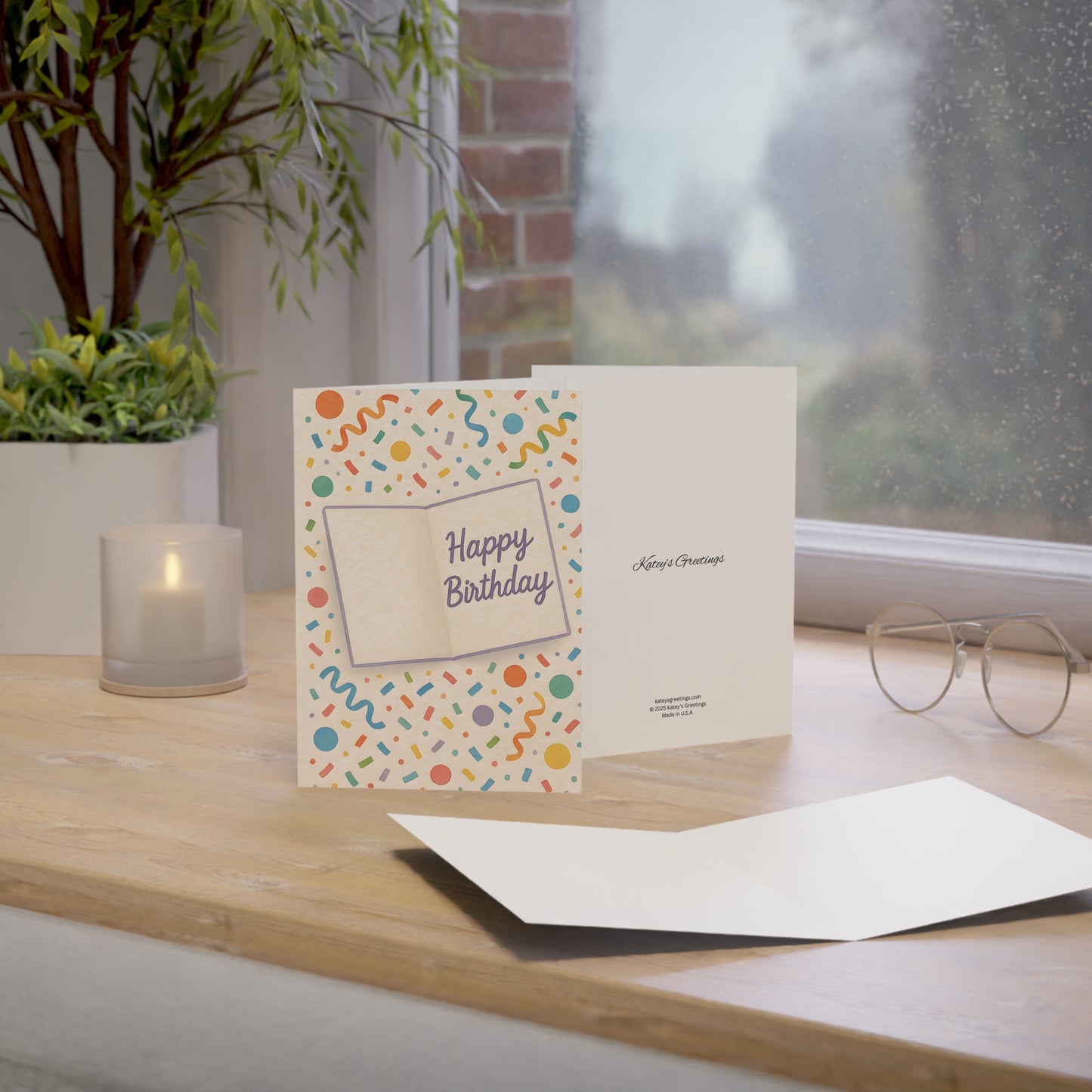 Confetti Celebration Birthday Greeting Card – Premium 270gsm Paper, Includes Envelope