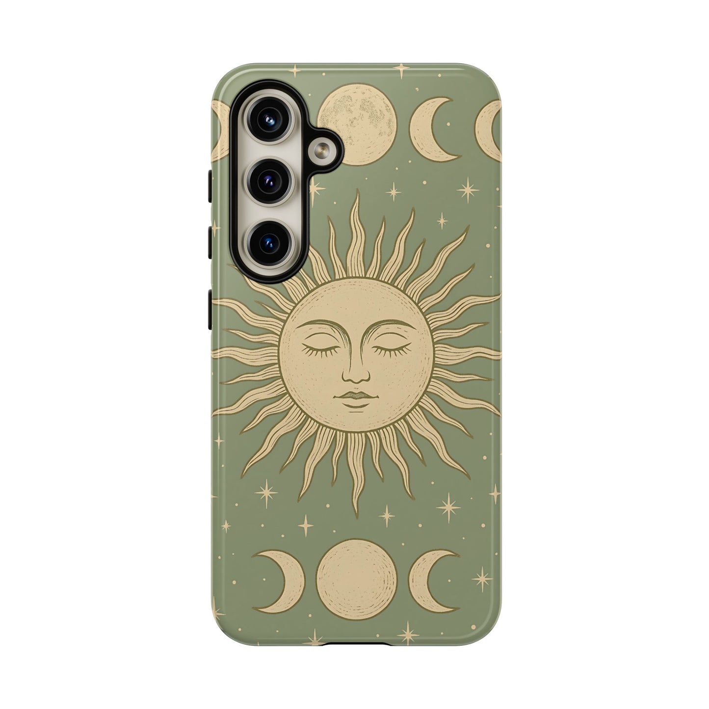 Boho Sun and Moon Phone Case – Protective Aesthetic Case with Wireless Charging Compatibility