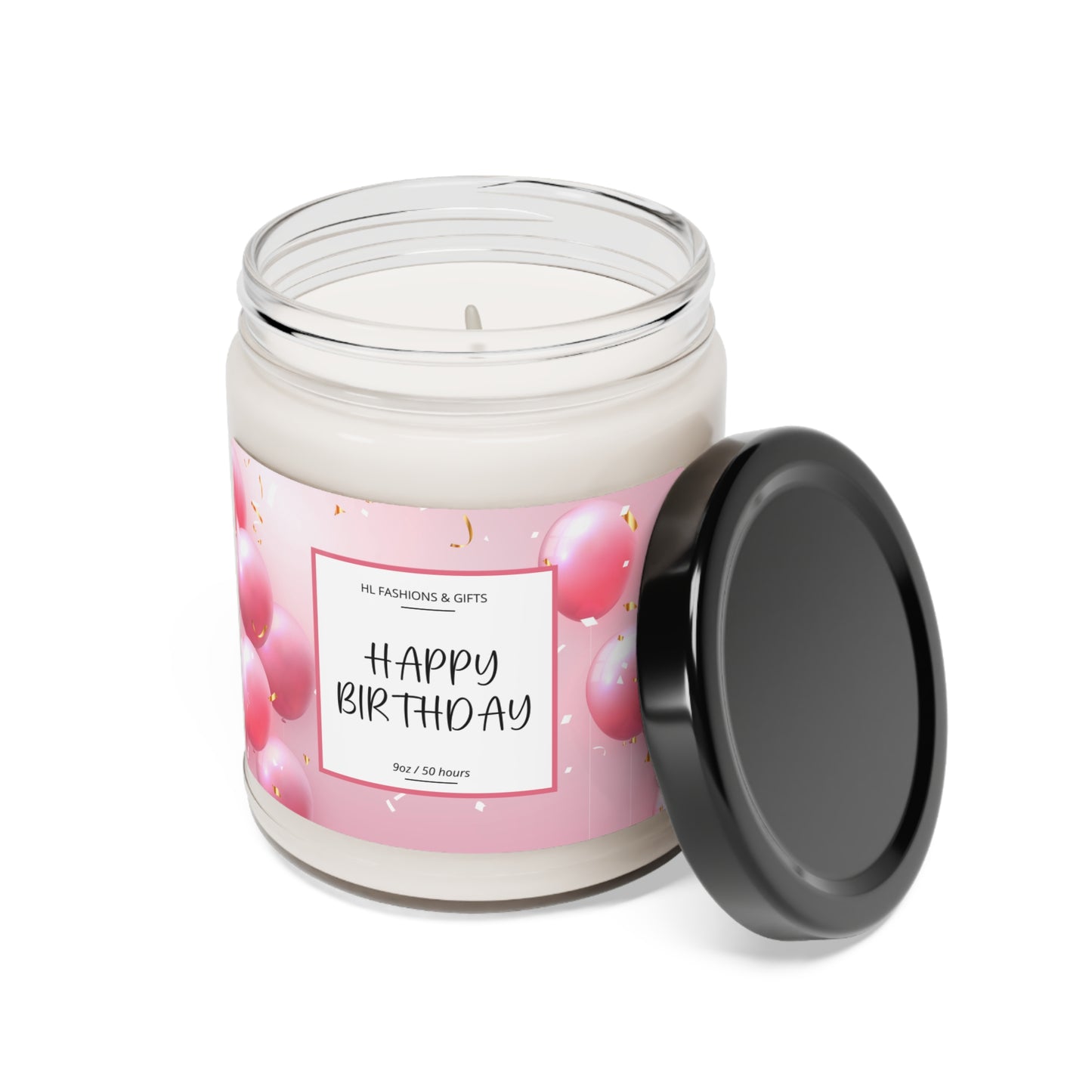 Happy Birthday Soy Candle - Pink Balloons