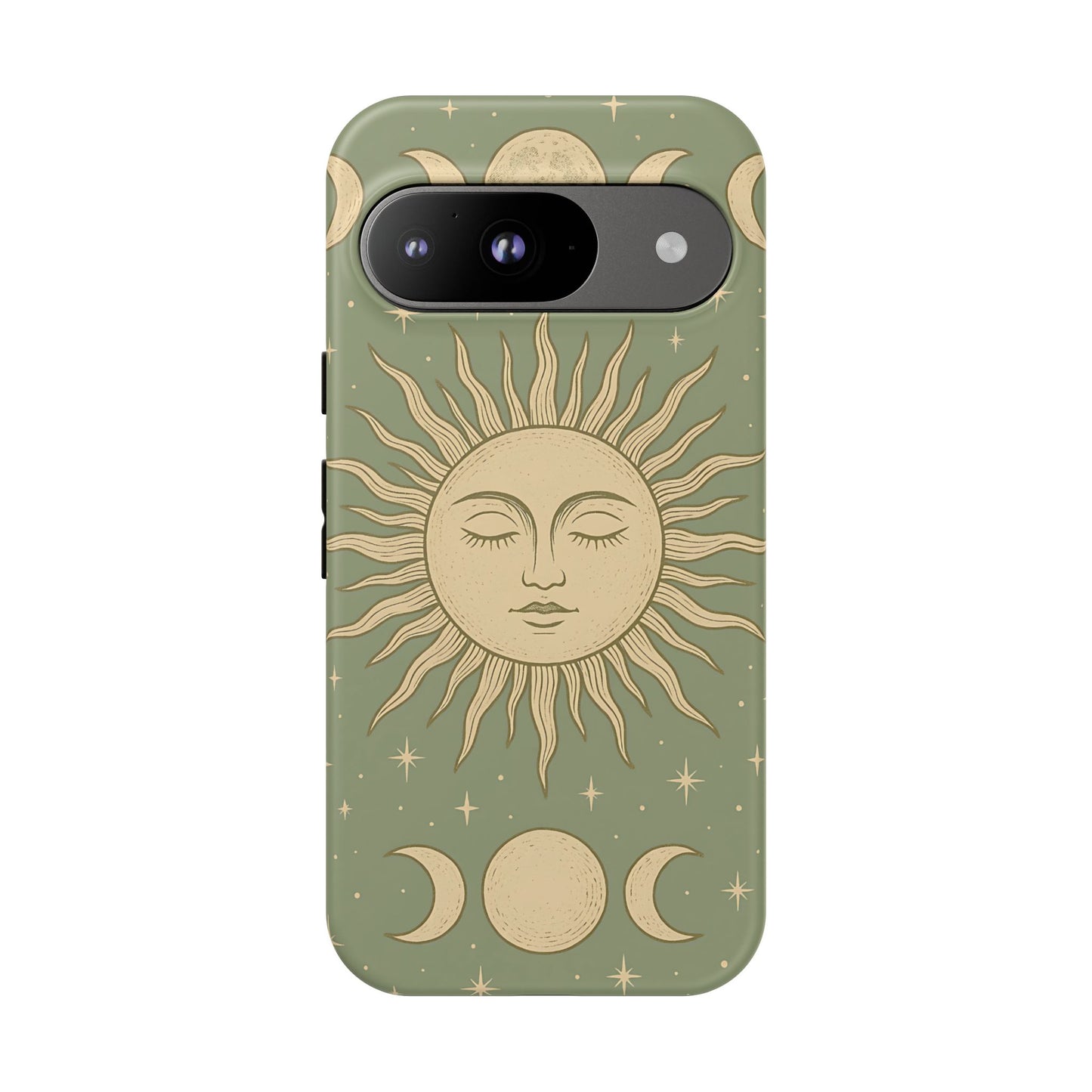 Boho Sun and Moon Phone Case – Protective Aesthetic Case with Wireless Charging Compatibility