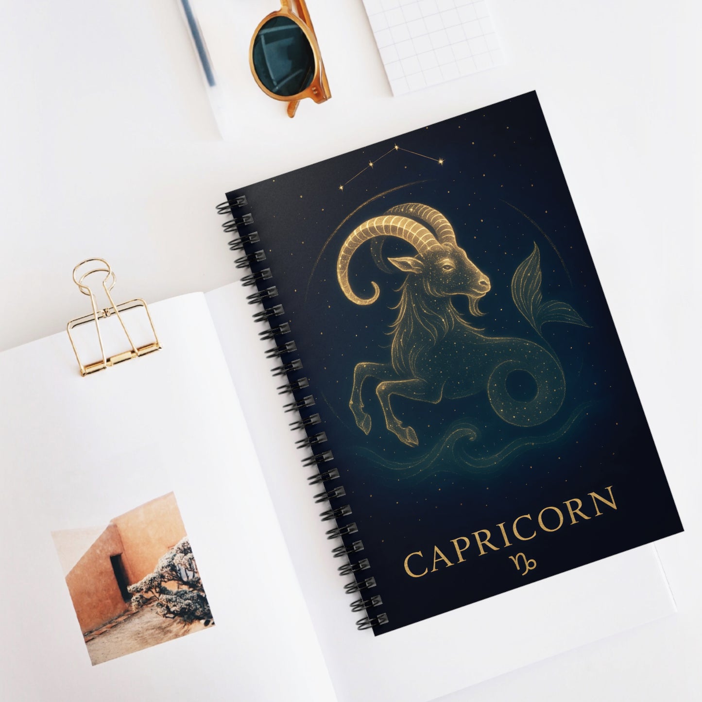 Capricorn Zodiac Galaxy Spiral Notebook – Celestial Astrology Writing Journal (6" x 8", 118 Pages)