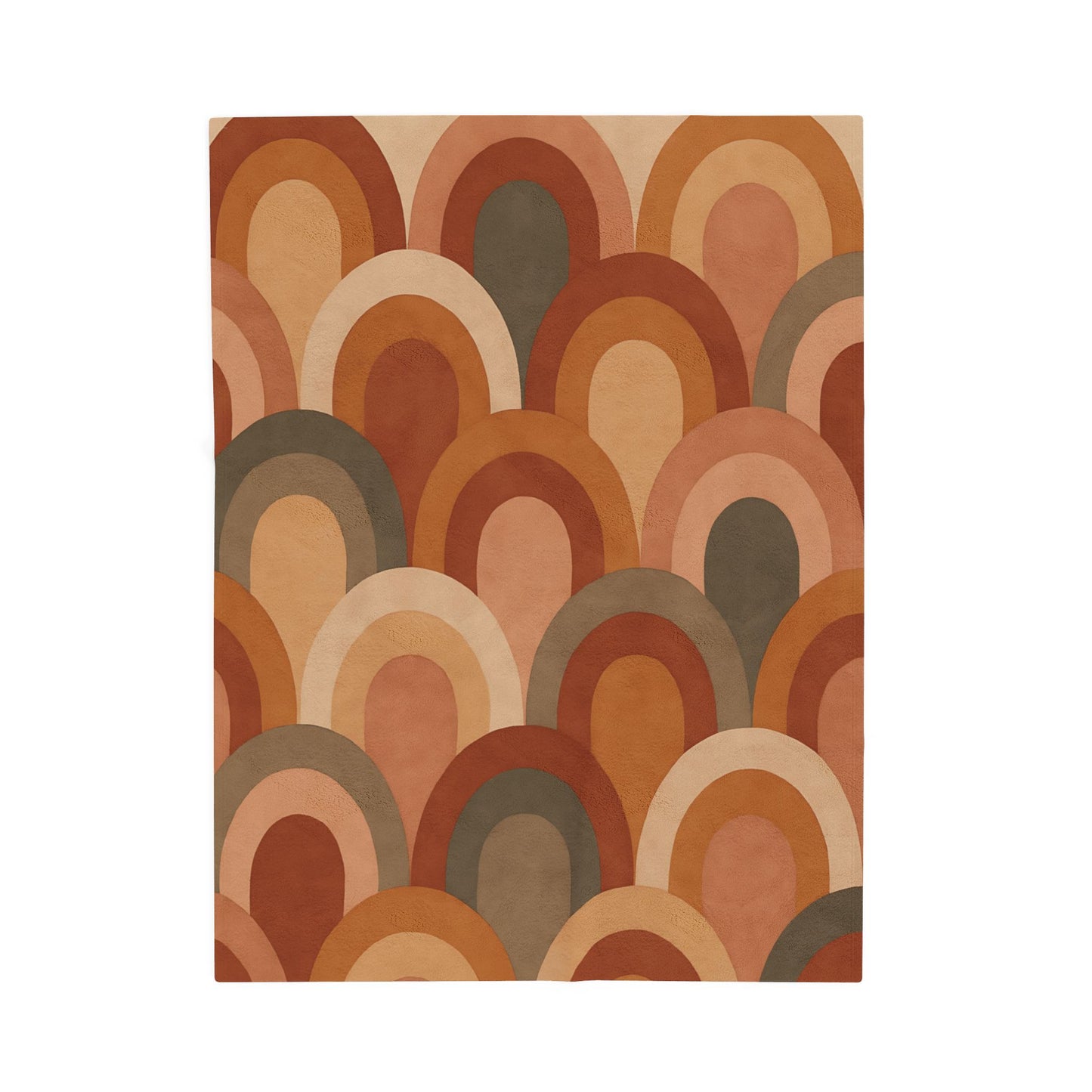 Retro Earth-Tone Rainbow Arch Velveteen Plush Blanket