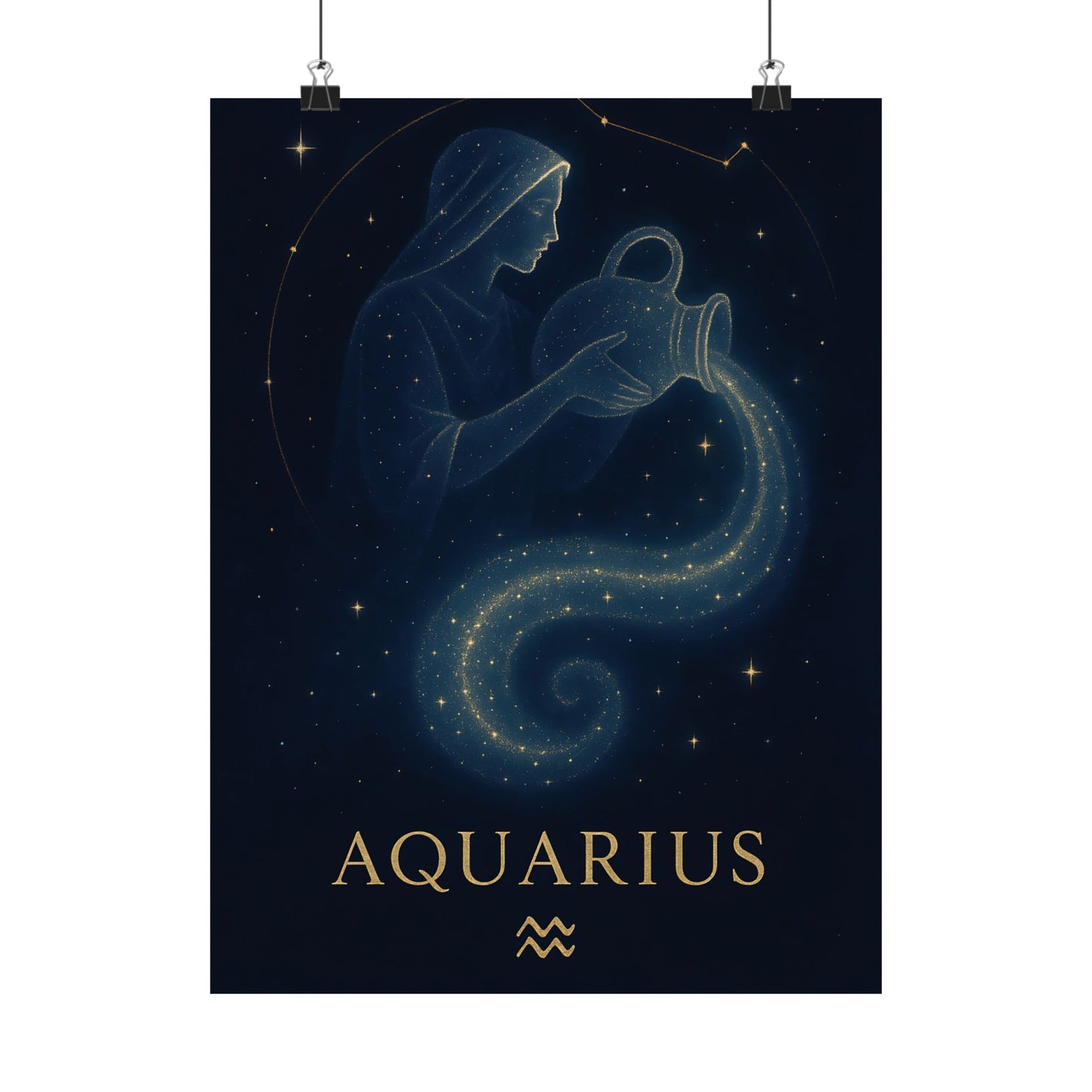 Aquarius Zodiac Constellation Matte Poster – Celestial Water Bearer Astrology Wall Art Print (Multiple Sizes)