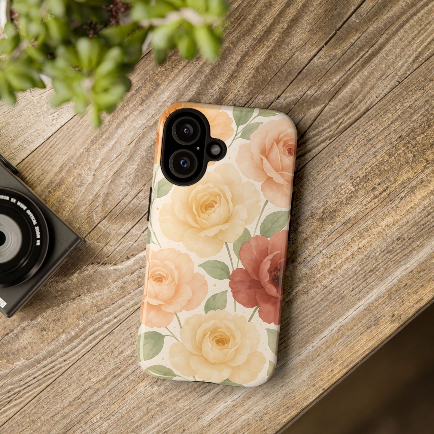 Vintage Rose Garden Phone Case – Soft Floral Print in Warm Neutrals