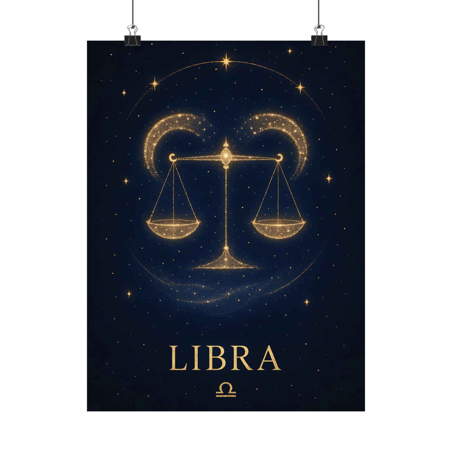 Libra Zodiac Constellation Matte Poster – Golden Scales Astrology Wall Art Print (Multiple Sizes)
