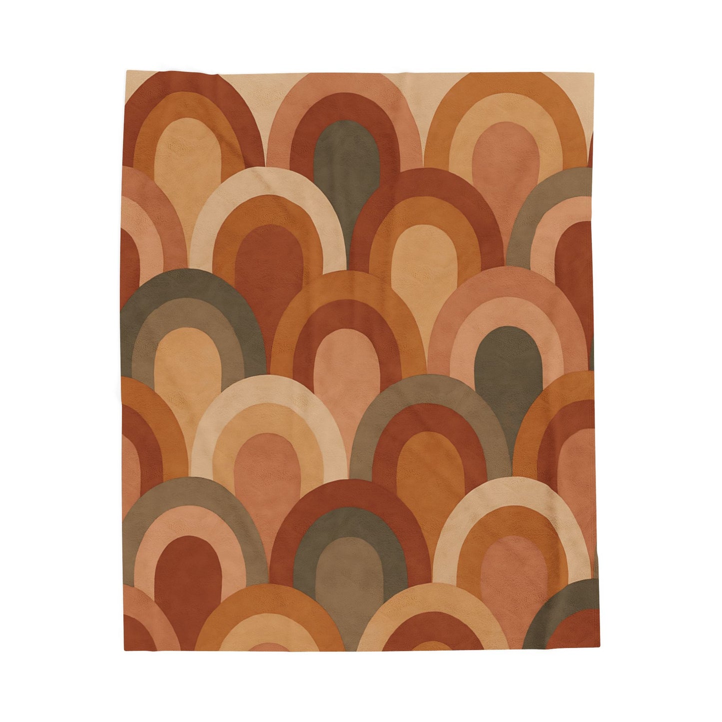 Retro Earth-Tone Rainbow Arch Velveteen Plush Blanket