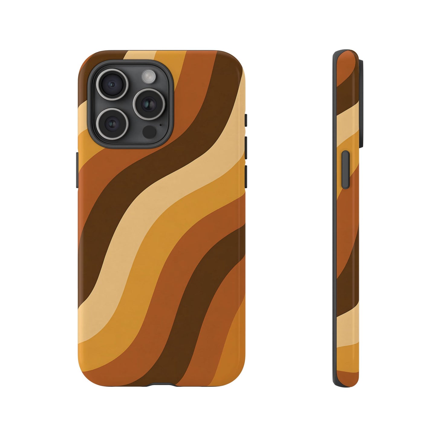 Retro Wave Stripes iPhone Case – 70s-Inspired Earth Tone Swirl Design