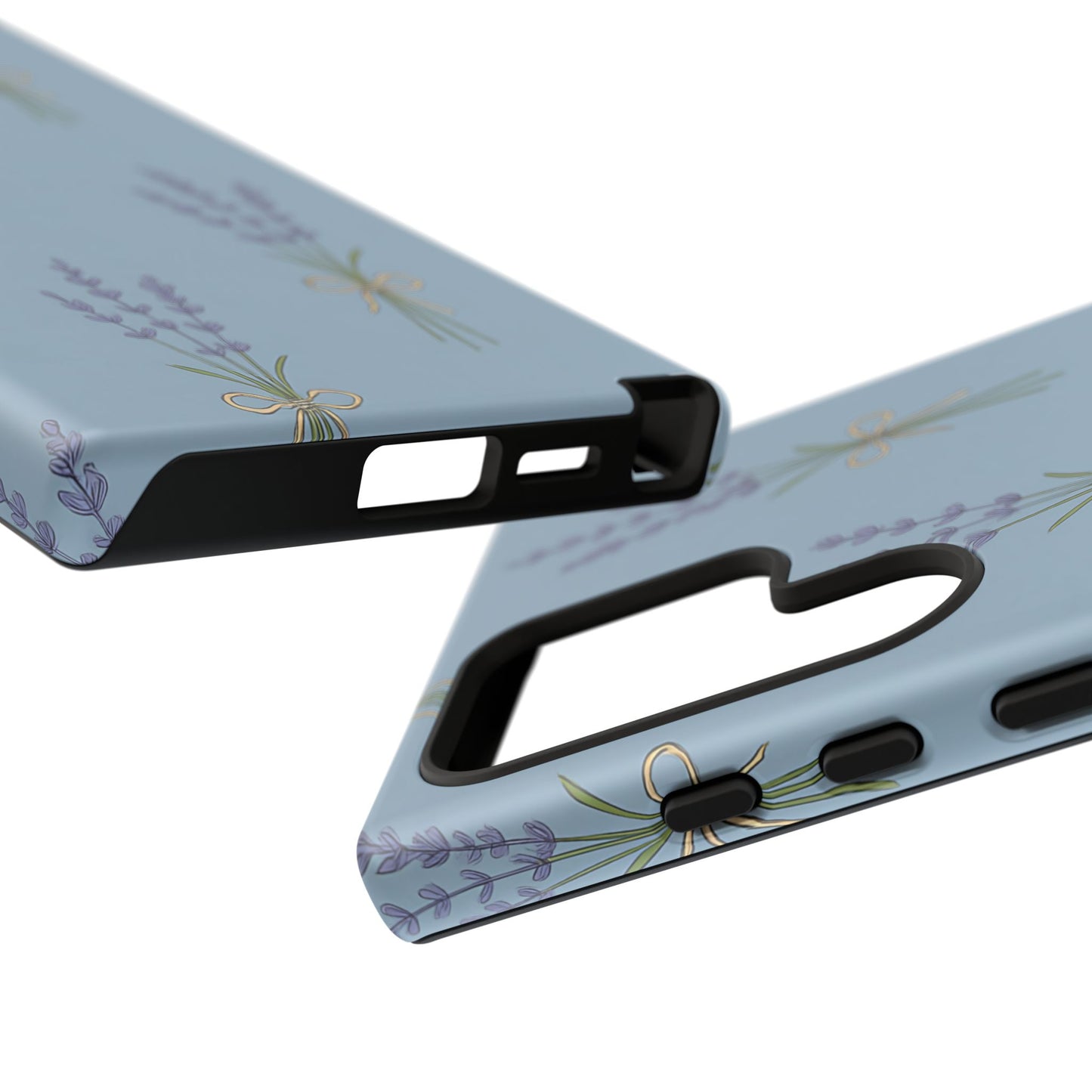 Lavender Bundle Phone Case – Blue Botanical Floral Print with 3D Wrap Design
