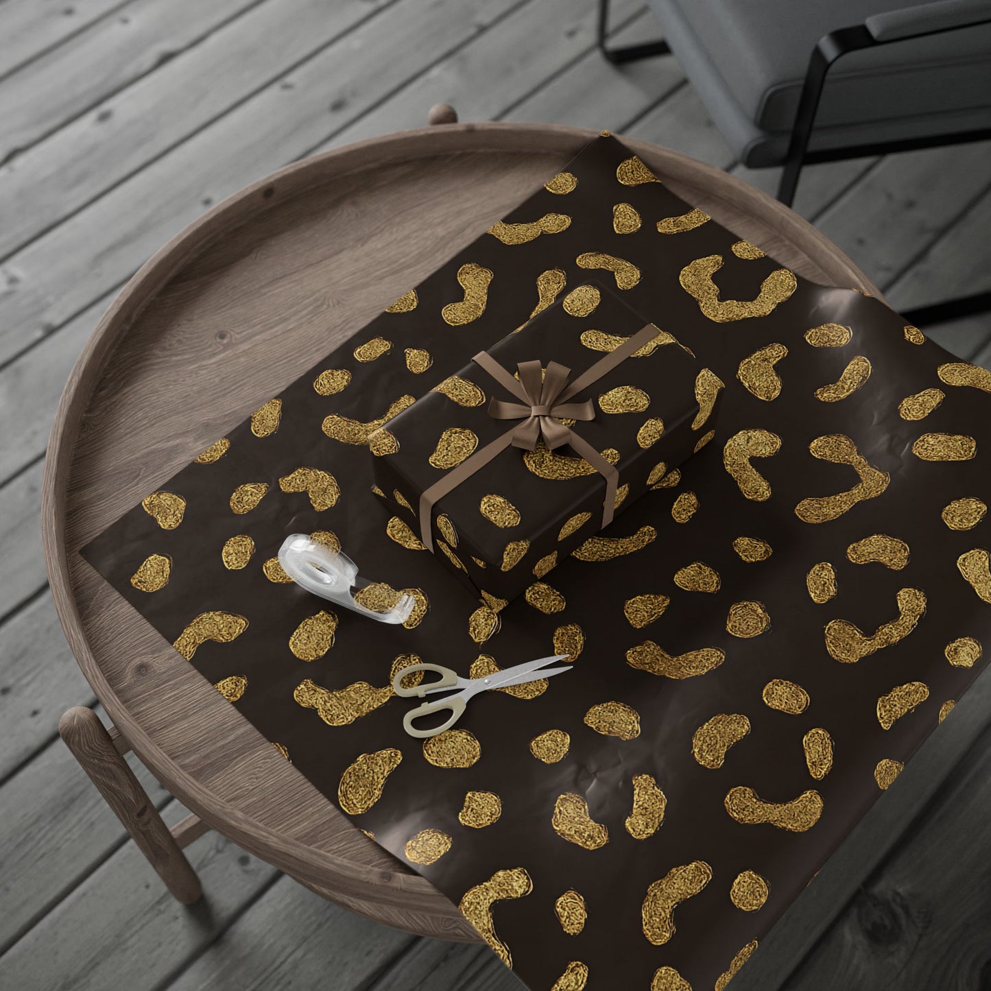 Gold Leopard Print Wrapping Paper – Luxe Animal Print Gift Wrap in Glossy or Matte Finish