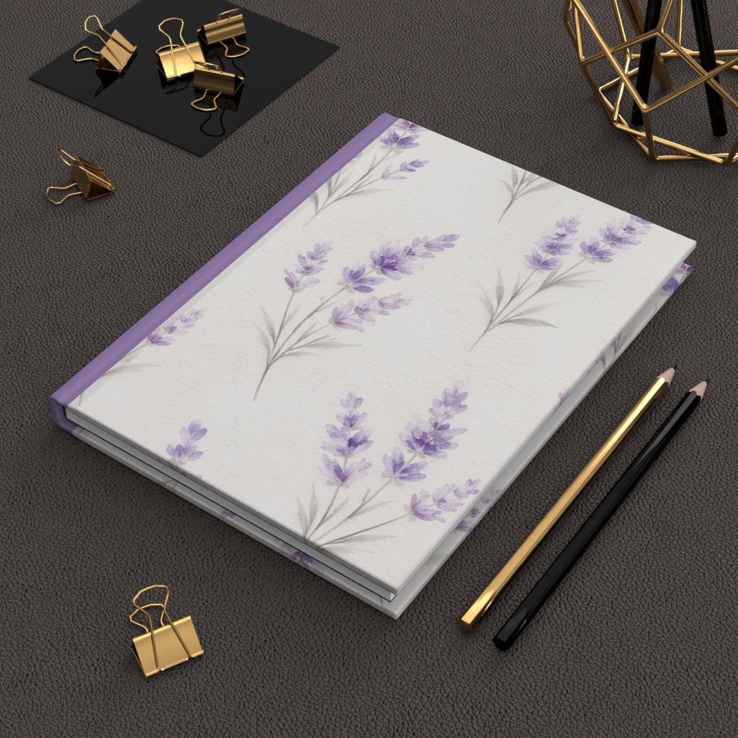 Lavender Sprig Hardcover Journal — Floral Matte Notebook for Notes & Gratitude