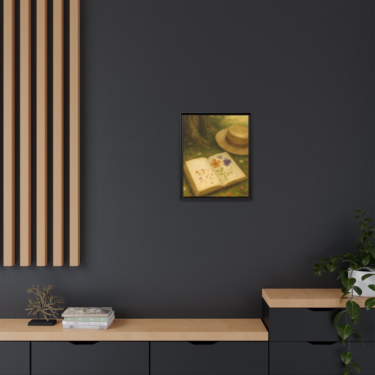 Pressed Flowers in the Shade – Framed Matte Canvas Nature Scene