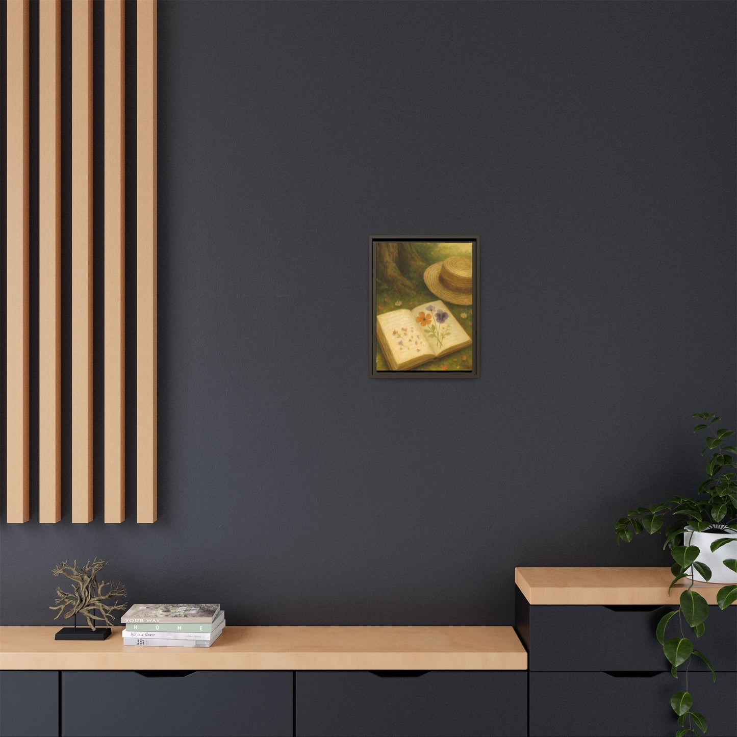 Pressed Flowers in the Shade – Framed Matte Canvas Nature Scene