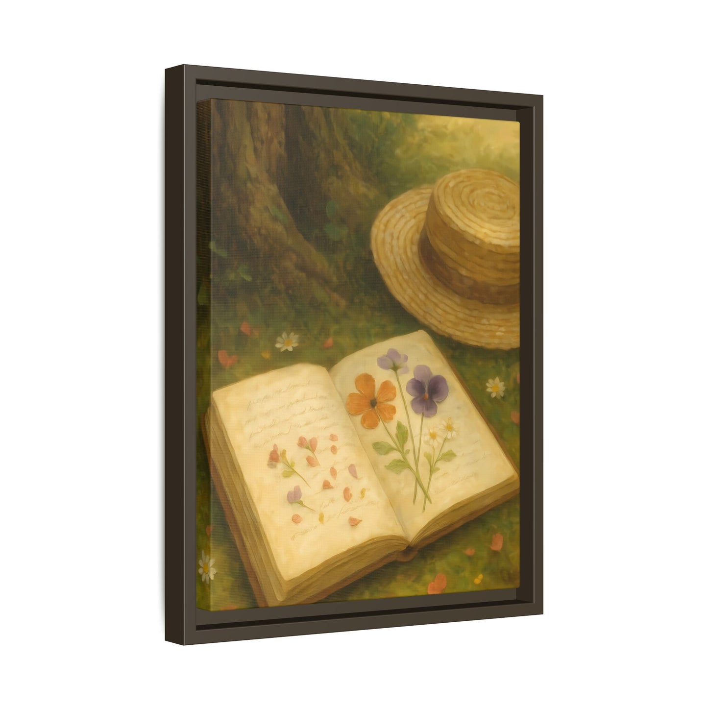 Pressed Flowers in the Shade – Framed Matte Canvas Nature Scene