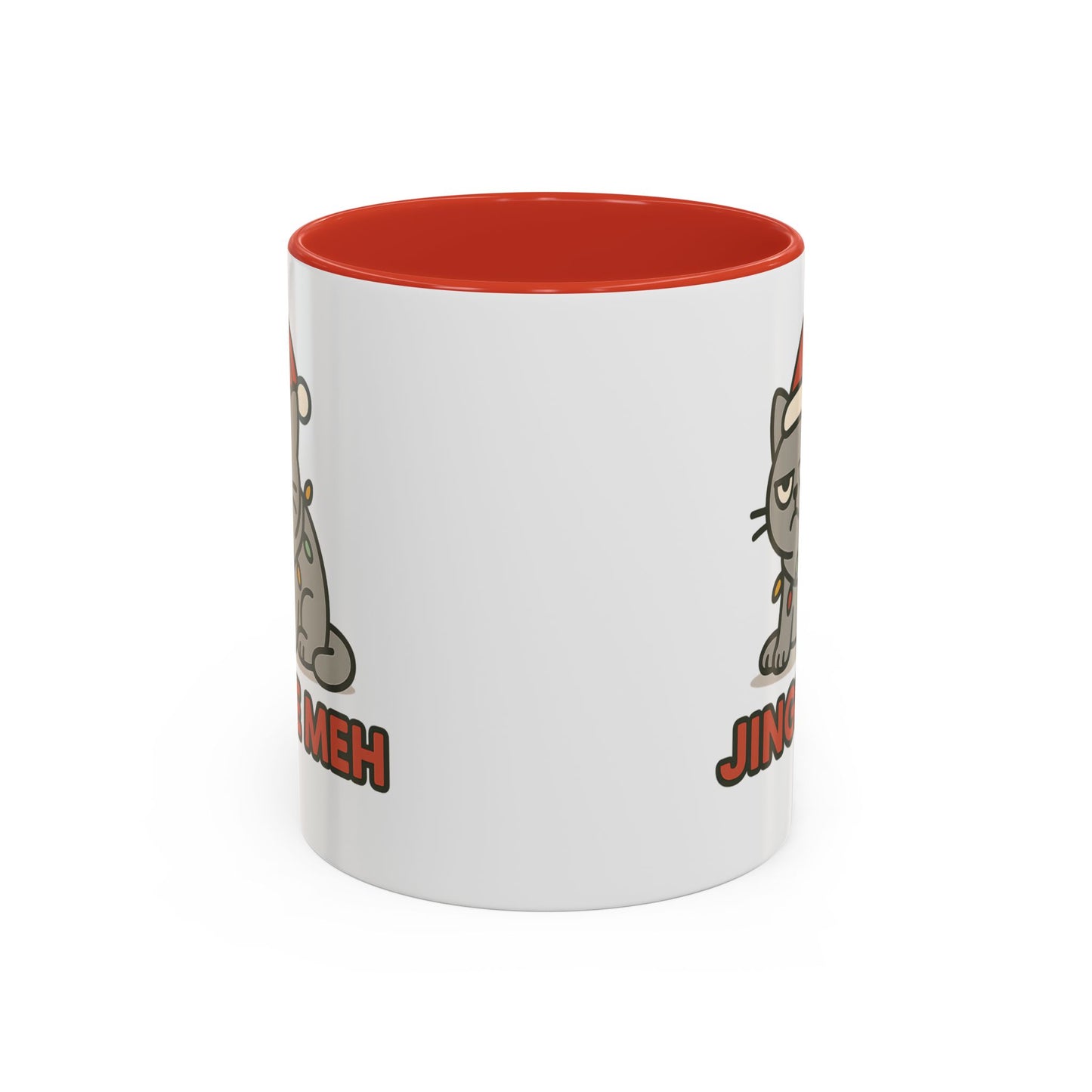 Funny “Jingle Meh” Christmas Cat Mug – Grumpy Holiday Coffee Cup, 11oz & 15oz Ceramic