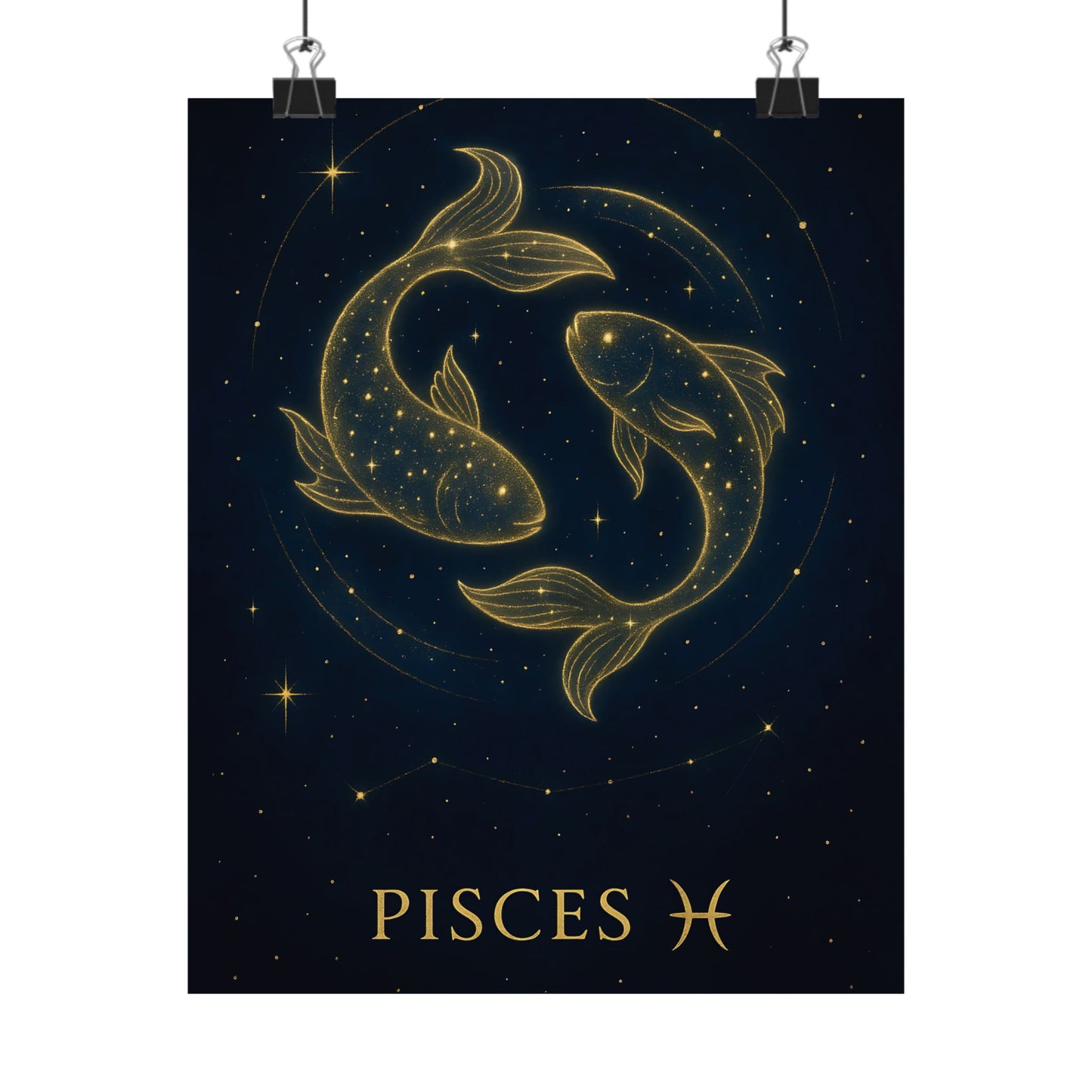 Pisces Zodiac Constellation Matte Poster – Celestial Two Fish Astrology Wall Art Print (Multiple Sizes)