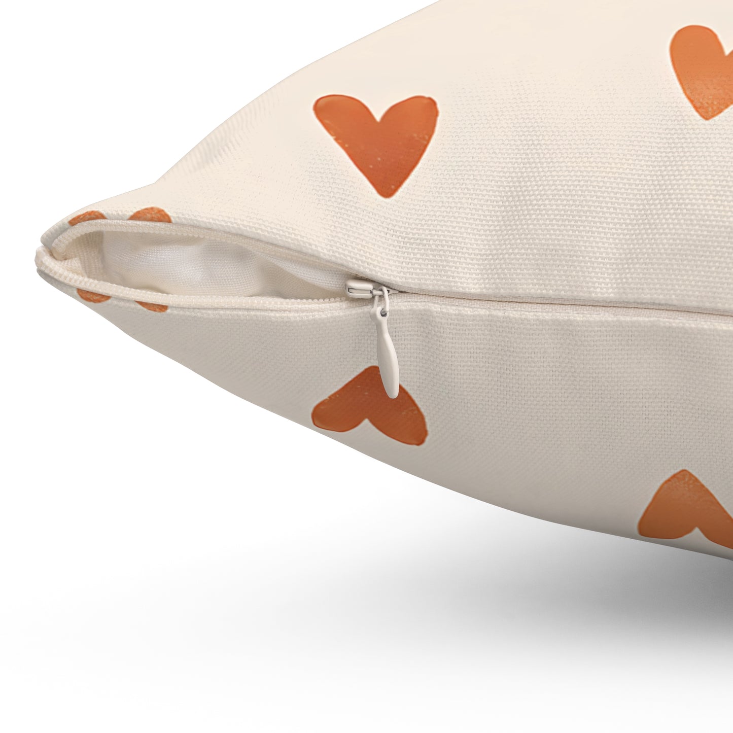 Terracotta Heart Print Throw Pillow – Minimalist Boho Cushion with Double-Sided Design, Multiple Sizes