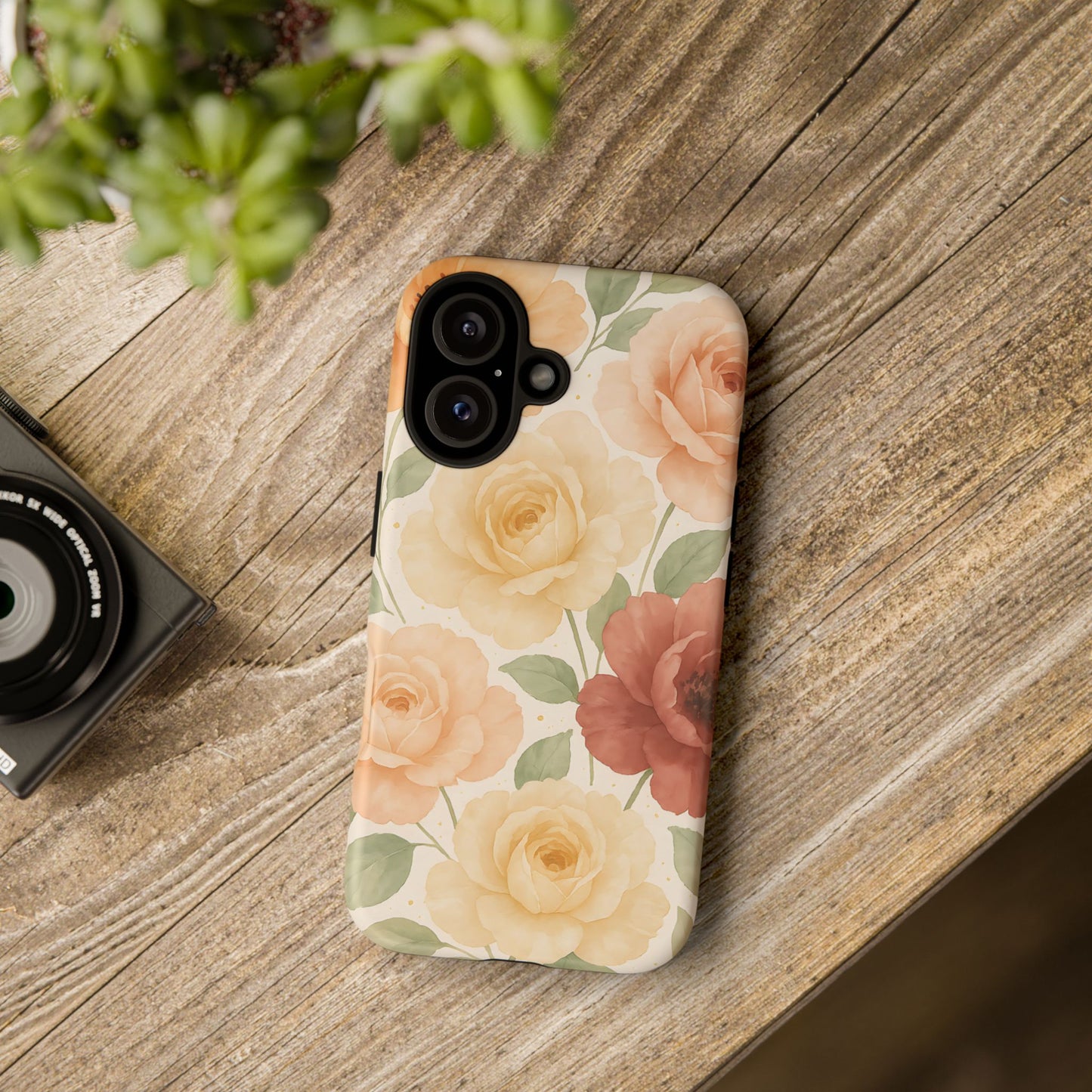 Vintage Rose Garden Phone Case – Soft Floral Print in Warm Neutrals