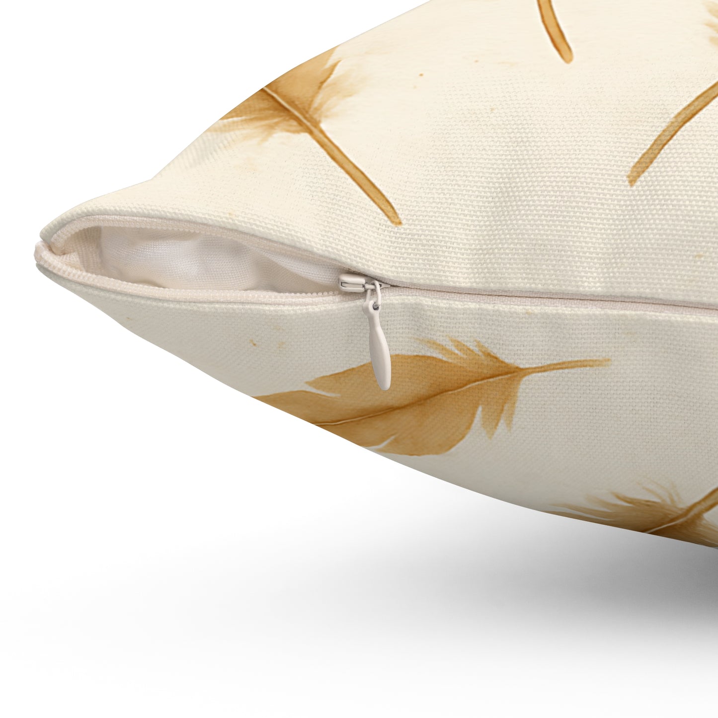 Neutral Feather Print Throw Pillow - Boho Decorative Cushion with Soft Earth Tones & Double-Sided Design