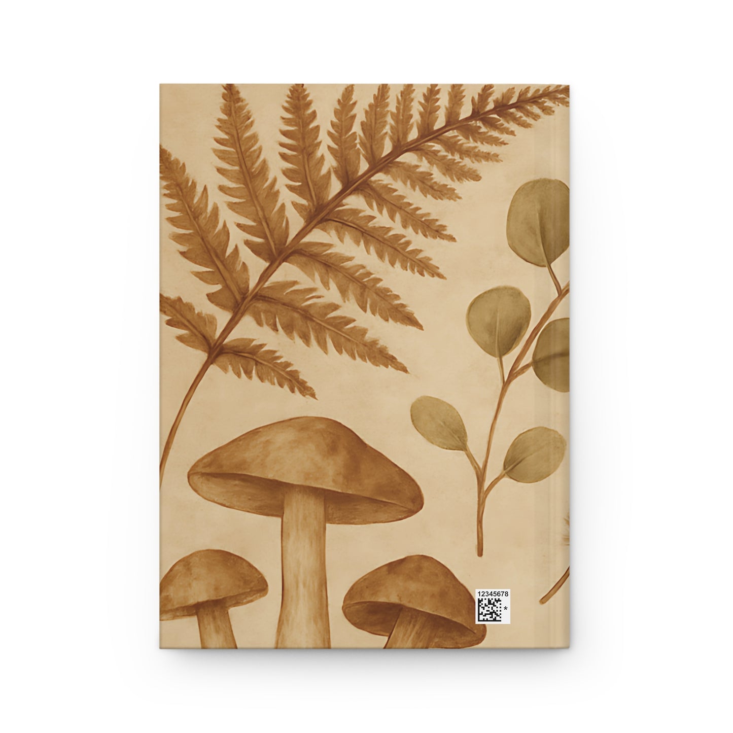 Earthy Feather & Leaf Botanical Hardcover Journal – Rustic Nature-Inspired Lined Notebook