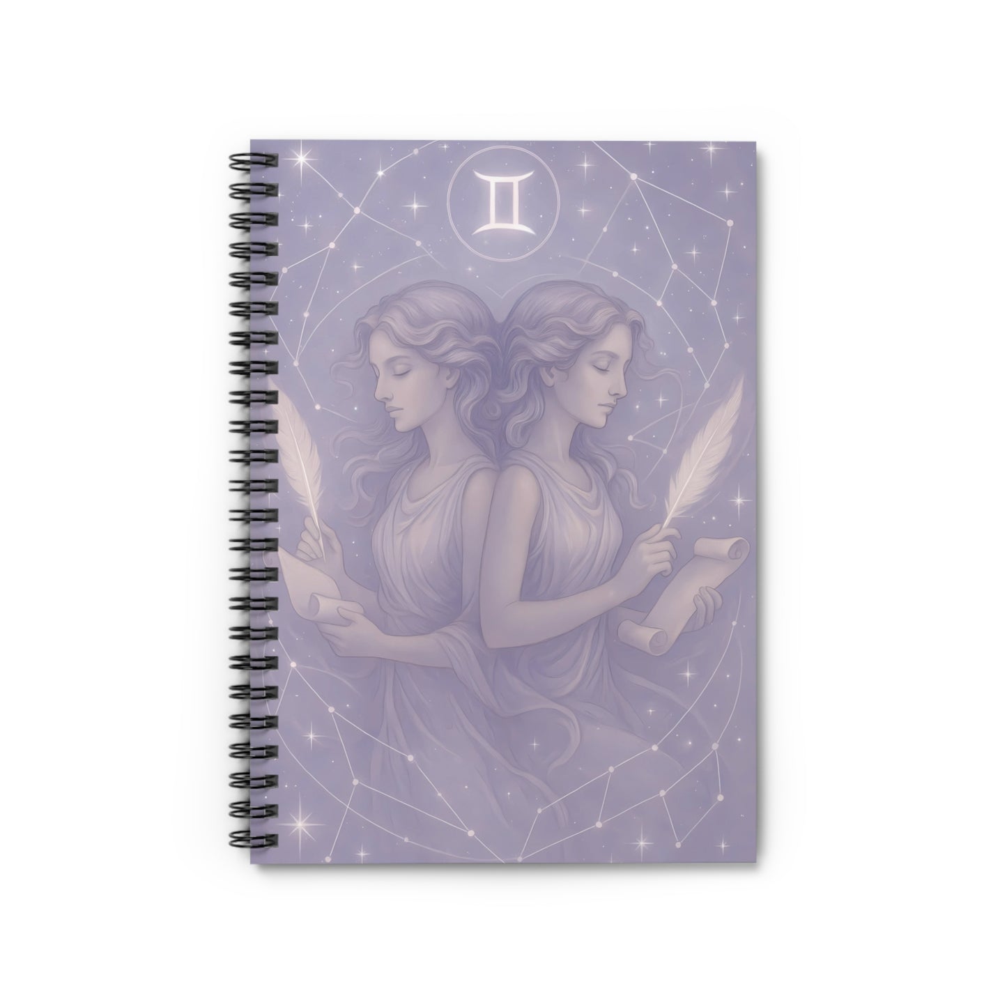 Gemini Zodiac Galaxy Spiral Notebook – Celestial Twins Astrology Journal (6" x 8", 118 Pages)