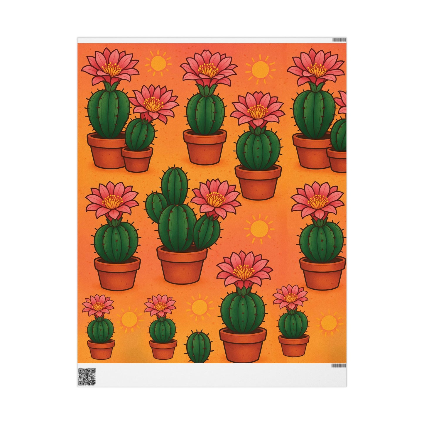 Cactus Bloom Wrapping Paper – Vibrant Desert Succulent Design in Terracotta Pots