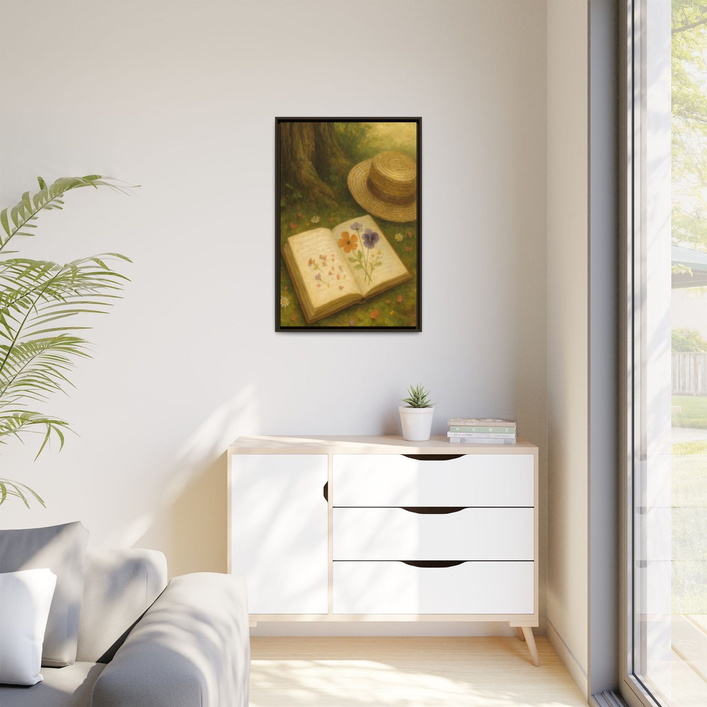 Pressed Flowers in the Shade – Framed Matte Canvas Nature Scene