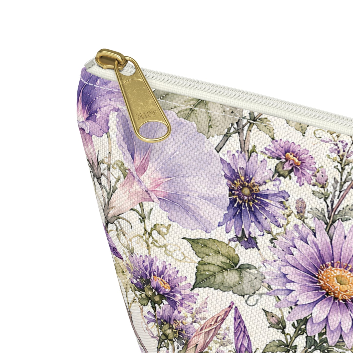 Floral Lavender Cosmetic Pouch — Purple Wildflower Accessory Bag