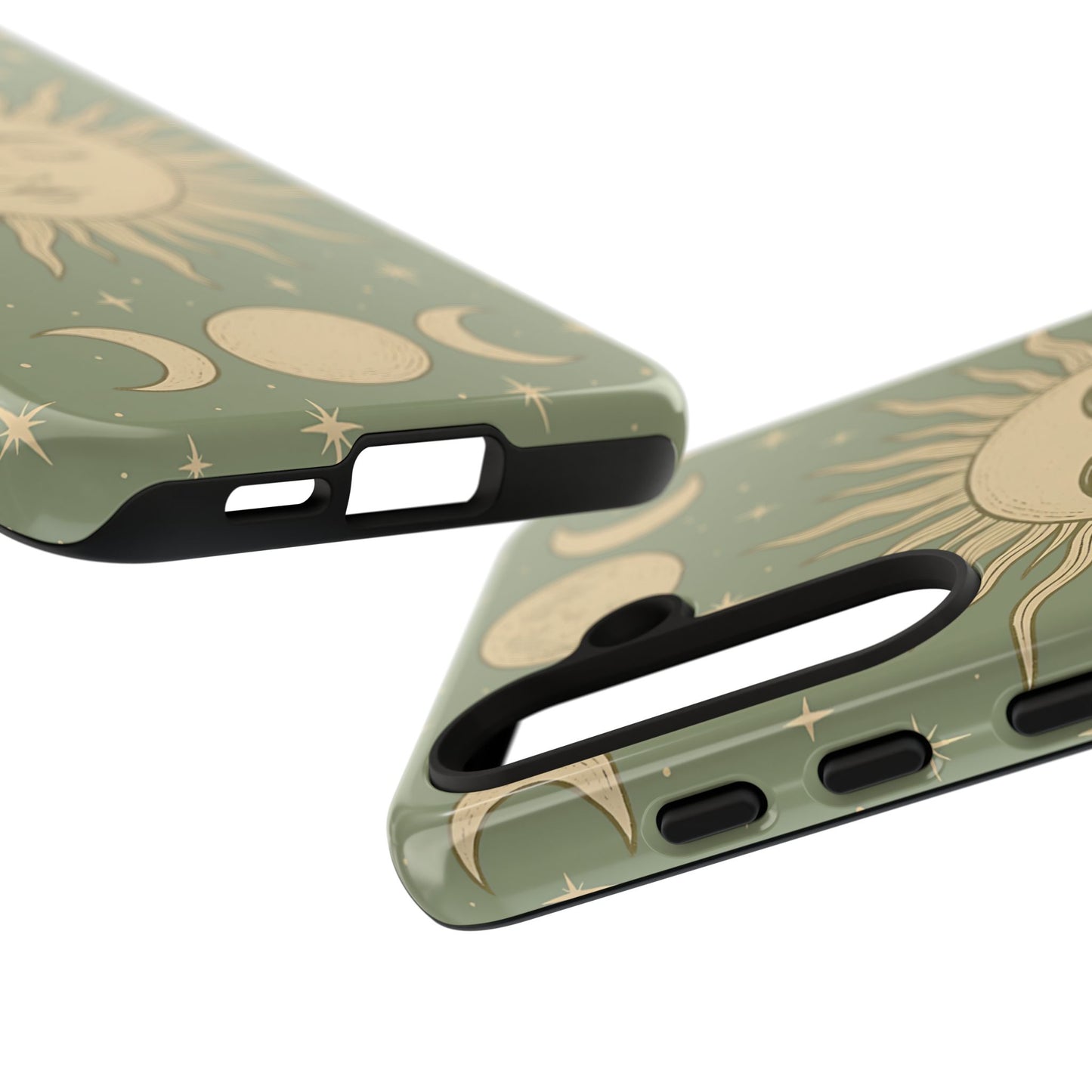 Boho Sun and Moon Phone Case – Protective Aesthetic Case with Wireless Charging Compatibility
