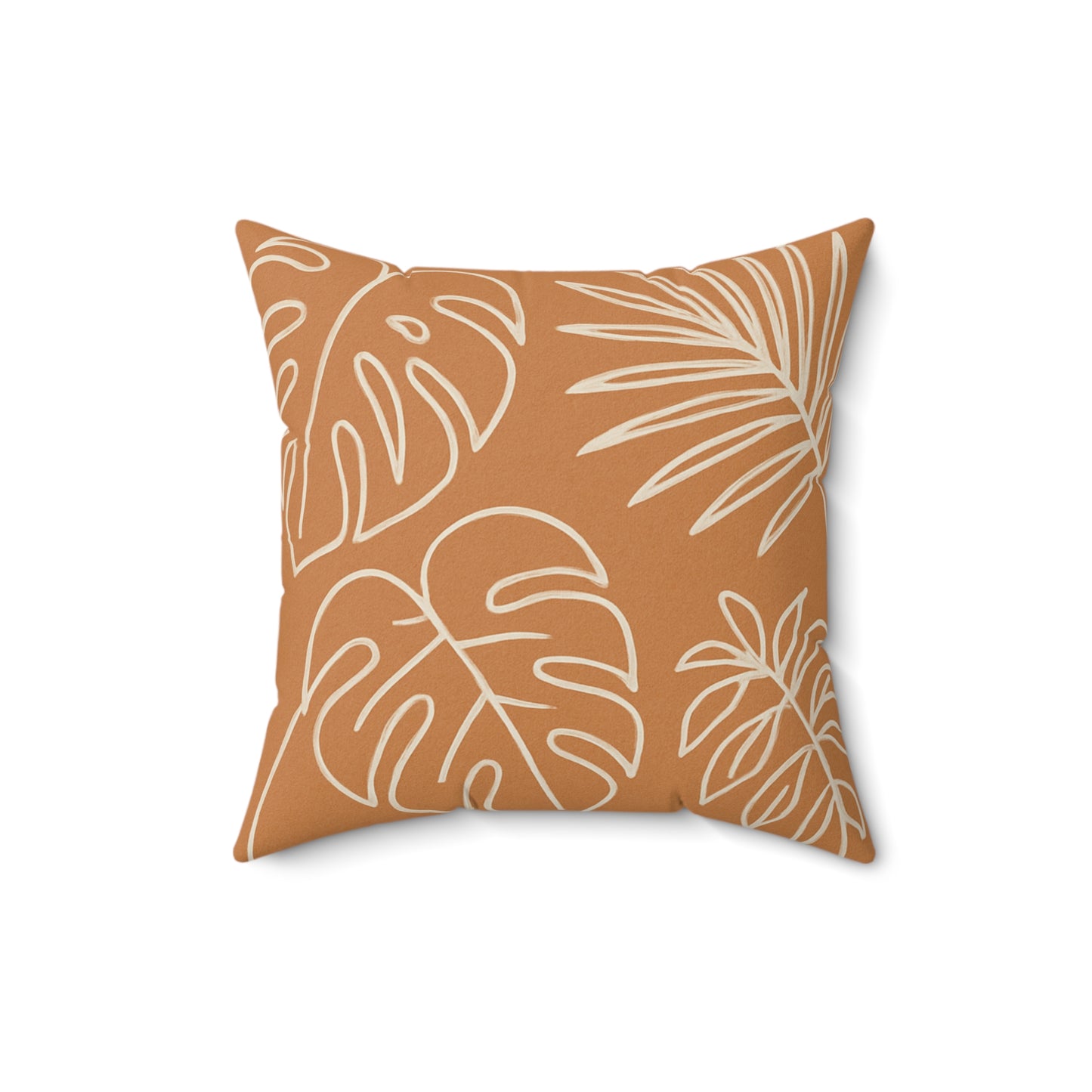 Terracotta Tropical Leaf Throw Pillow – Boho Botanical Cushion with Double-Sided Print