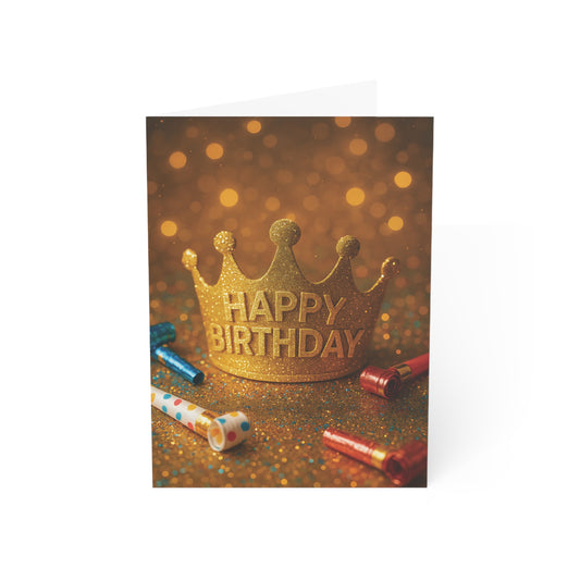 Happy Birthday Crown Greeting Card – Premium 270gsm Paper, Envelope Included
