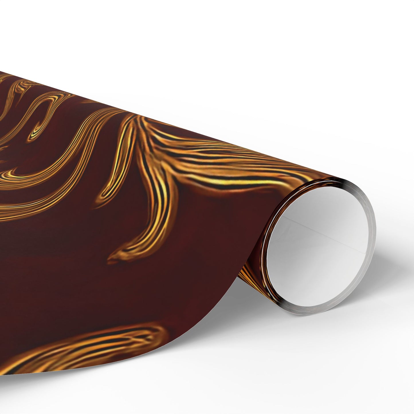 Burgundy & Gold Baroque Scroll Wrapping Paper – Luxurious Gift Wrap in Glossy or Matte Finish