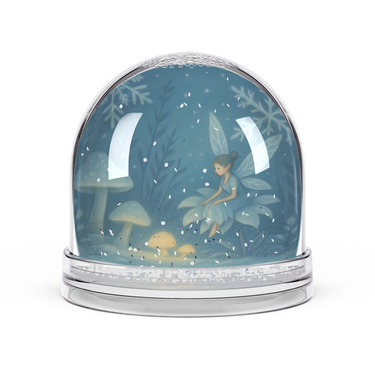 Enchanted Winter Fairy Snow Globe – Magical Forest Scene with Mushrooms & Sparkle