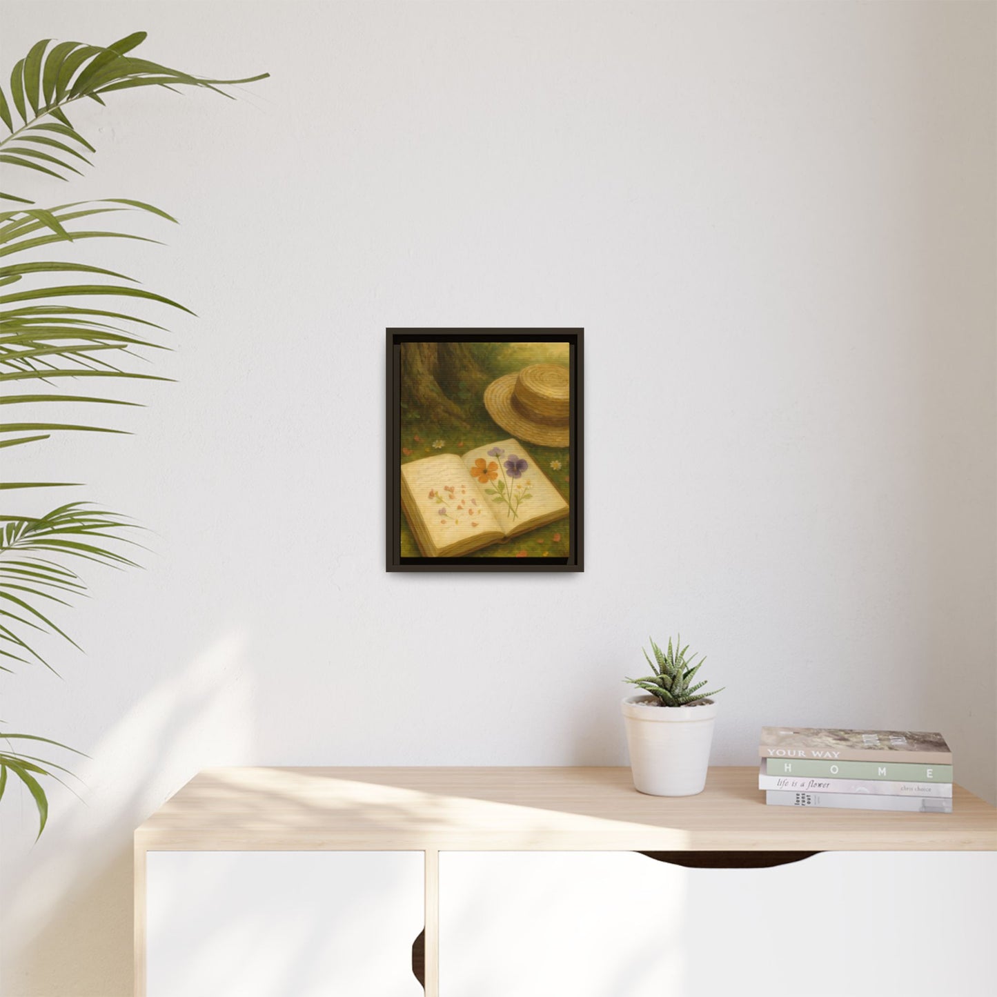 Pressed Flowers in the Shade – Framed Matte Canvas Nature Scene