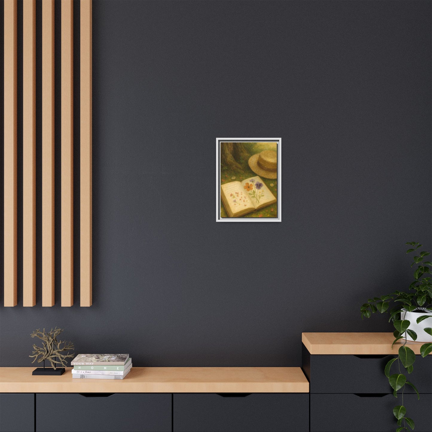 Pressed Flowers in the Shade – Framed Matte Canvas Nature Scene