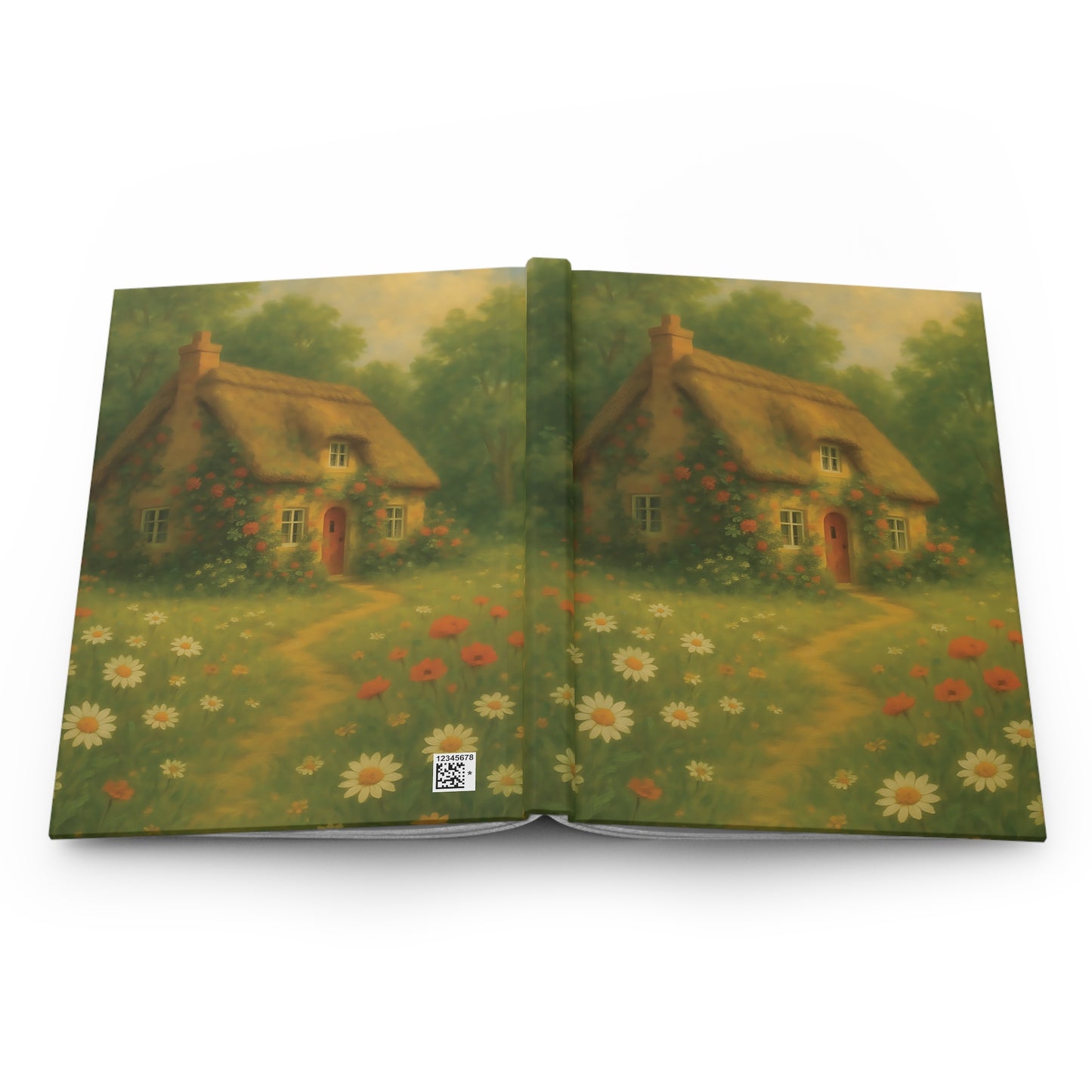 Cottage in Bloom Hardcover Journal – Whimsical Thatched Cottage & Wildflower Field Notebook
