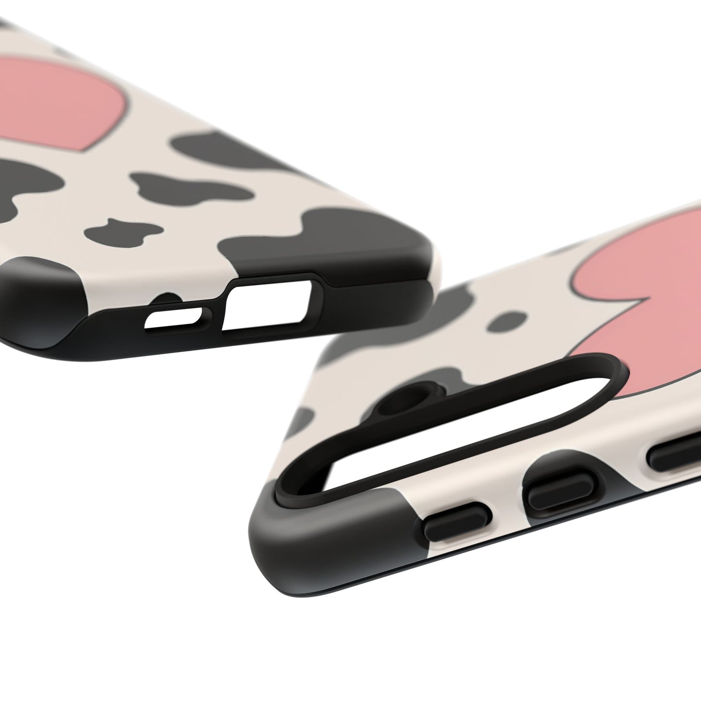 Cow Print Phone Case with Pink Heart – Bold & Cute Protective Cover